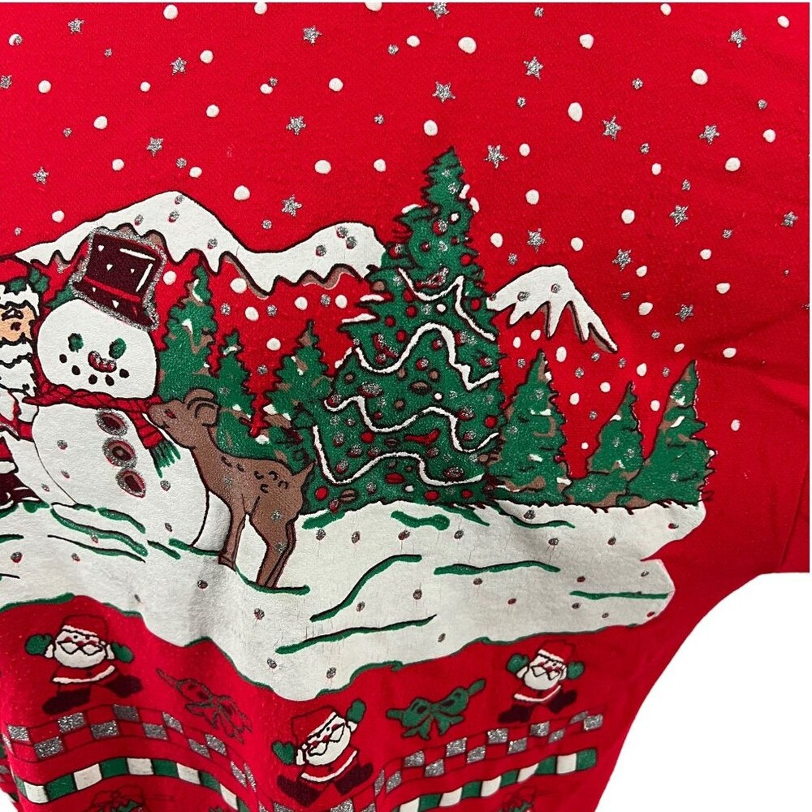 Vintage Vintage 90s Varsity Ugly Christmas Sweatshirt Santa Snowman Size L / US 10 / IT 46 - 3 Thumbnail