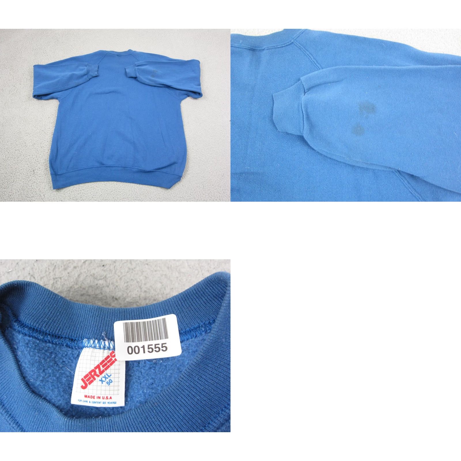 Jerzees VINTAGE Jerzees Sweatshirt Mens 2XL Blue Crew Neck Fleece Cotton Polyester Logo 90s Made in USA Boys? Size US XXL / EU 58 / 5 - 9 Thumbnail