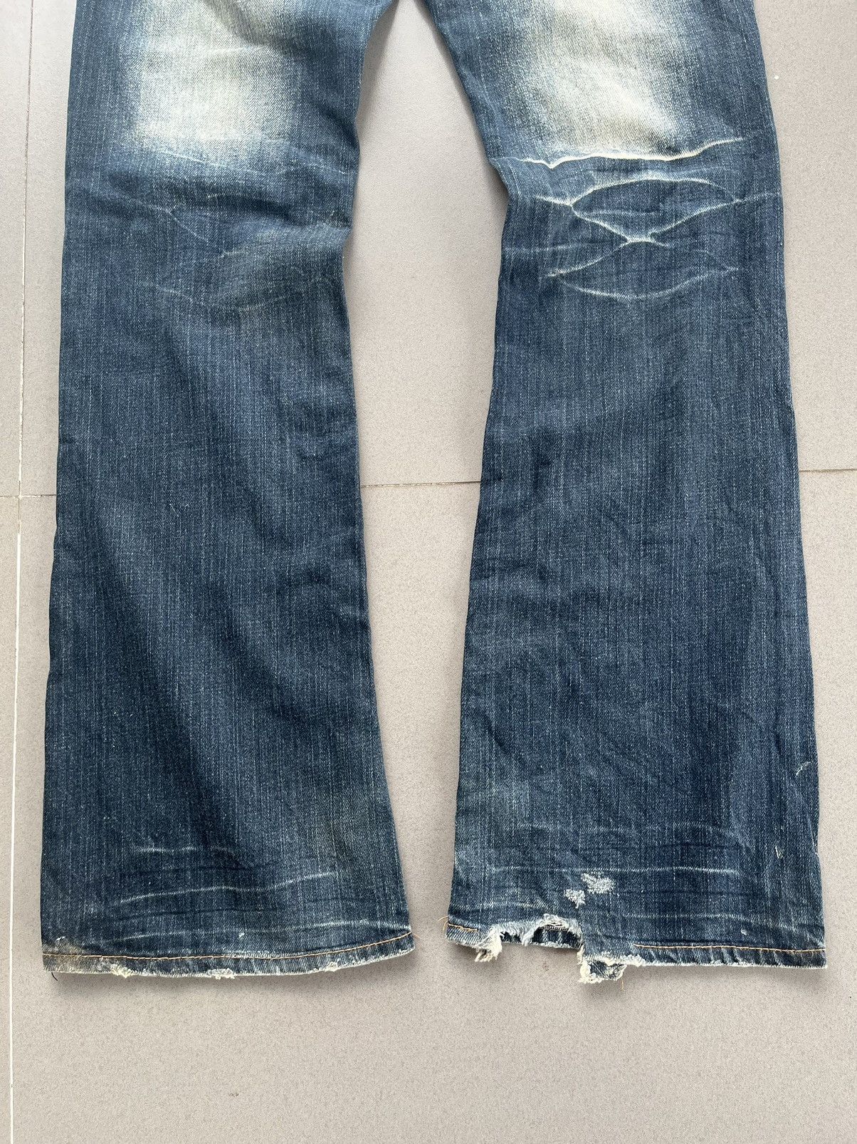 Tornado Mart 2000s JAPANESE ROOT THREE FLARE DENIM CROCODILE LEATHER Size US 30 / EU 46 - 10 Thumbnail