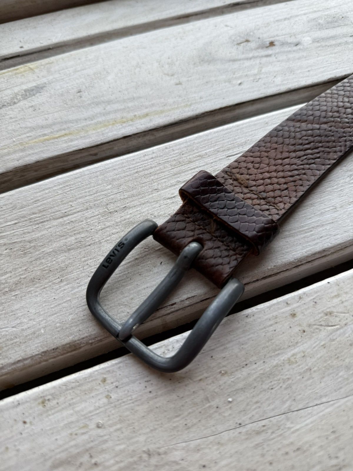Levi's × Levi's Vintage Clothing × Vintage Cowboy 90s Levi’s Leather Black Belt Made In Italy Size ONE SIZE - 4 Thumbnail