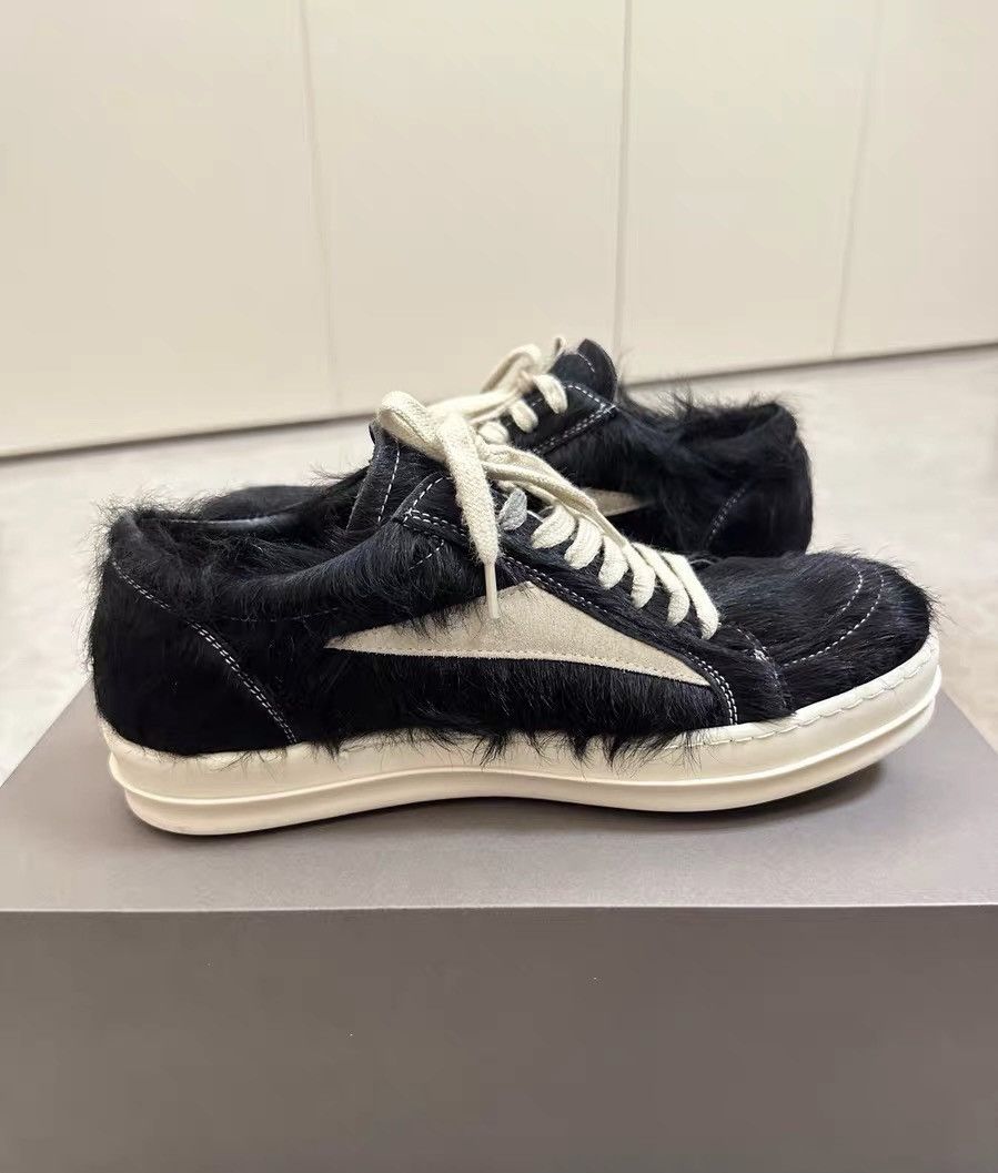 Rick Owens Rick Owens low-top horse hair sneakers, black and white Size US 7 / EU 40 - 4 Thumbnail
