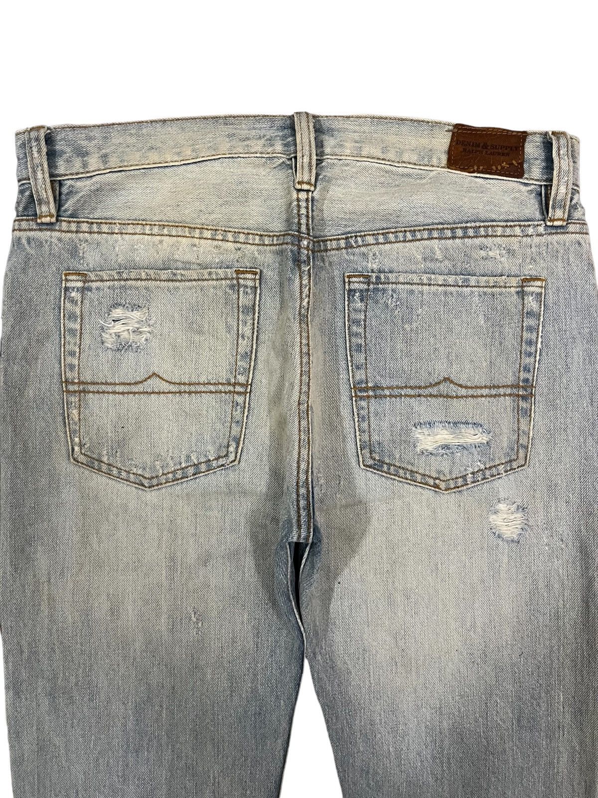 Designer Vintage Light Blue Heavy Distressed Regular Straight Jeans Size US 30 / EU 46 - 4 Thumbnail