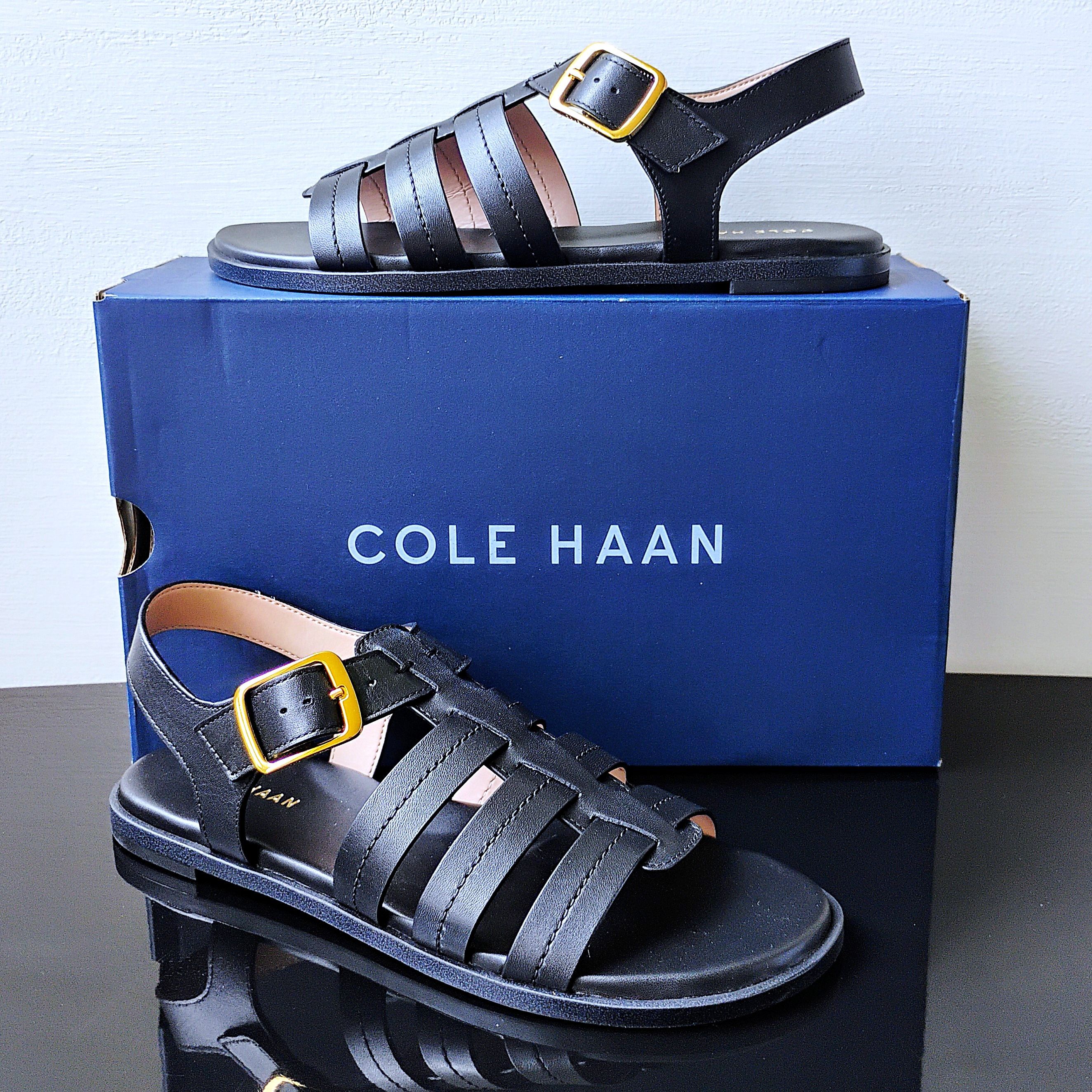 Cole Haan Cole Haan Women's Flynn Fishman Sandals in Amazing Black Size US 7 / IT 37 - 3 Thumbnail