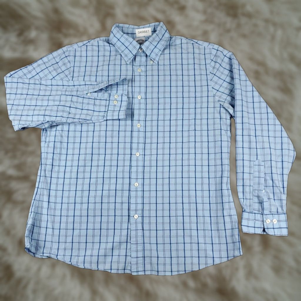 Brooks Brothers Brooks Brothers Button-Up Shirt Mens Large Blue Check Long Sleeve Casual Woven Cotton Size US L / EU 52-54 / 3 - 1 Thumbnail