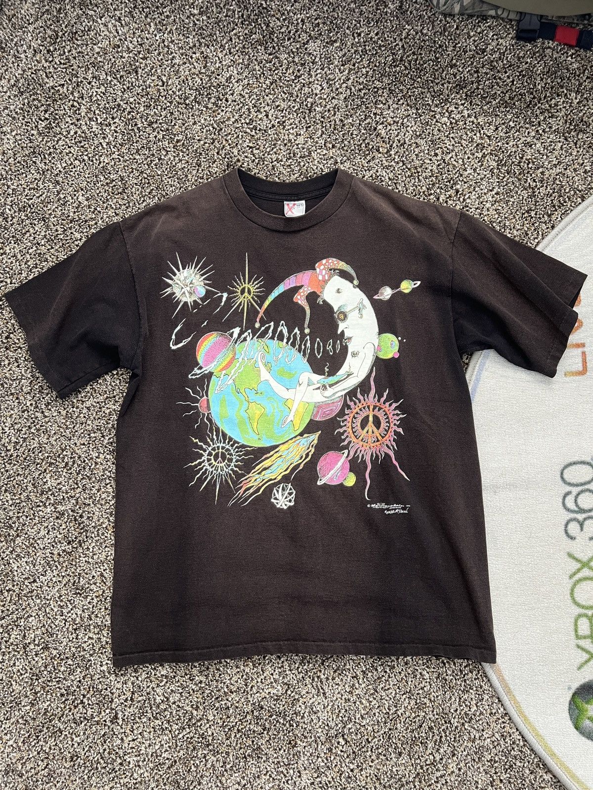 Vintage Sun Faded Vintage Acid Moon Tee Shirt Size US XL / EU 56 / 4 - 1 Thumbnail