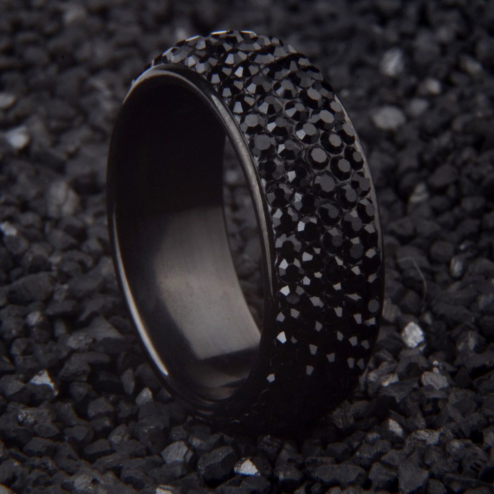 Jewelry Black White Crystal Bling Ring Size ONE SIZE - 1 Thumbnail