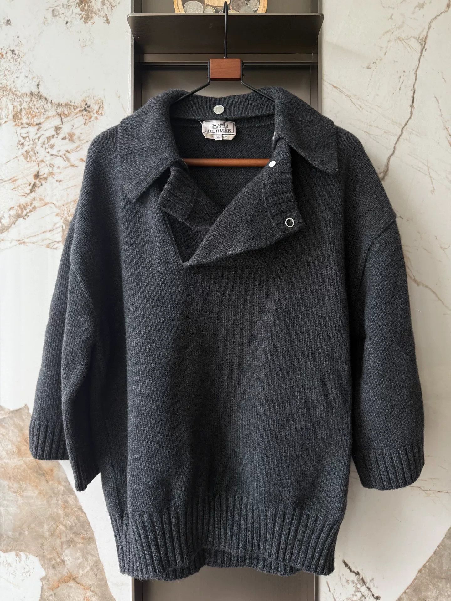 Hermes Hermes Men's Cashmere Sweater with Removable Collar Size US XL / EU 56 / 4 - 1 Thumbnail