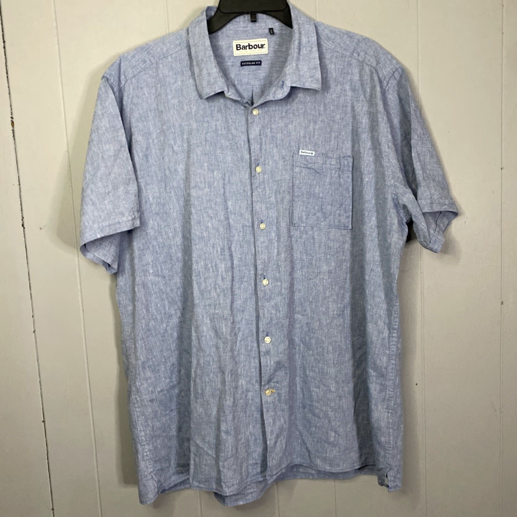 Barbour Barbour Button-Up Shirt Mens Large Blue Linen Short Sleeve L 26x30 Size US L / EU 52-54 / 3 - 3 Thumbnail