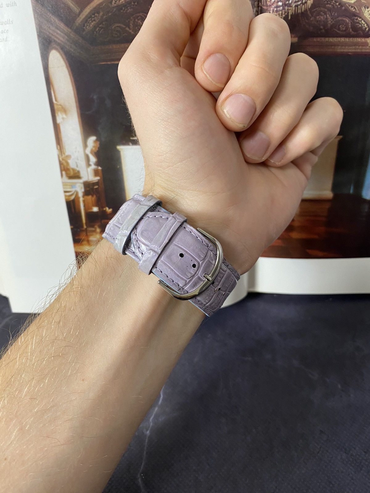 Jewelry Elegant Watch with Crystals and Lilac Strap Size ONE SIZE - 2 Thumbnail