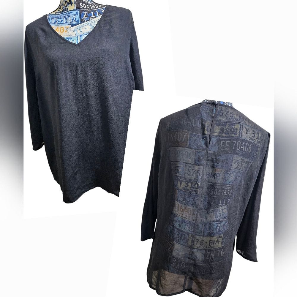 Armani Exchange Armani Exchange 7/8 Sleeve See Thru Back V Neck Blouse Larg Size L / US 10 / IT 46 - 1 Thumbnail