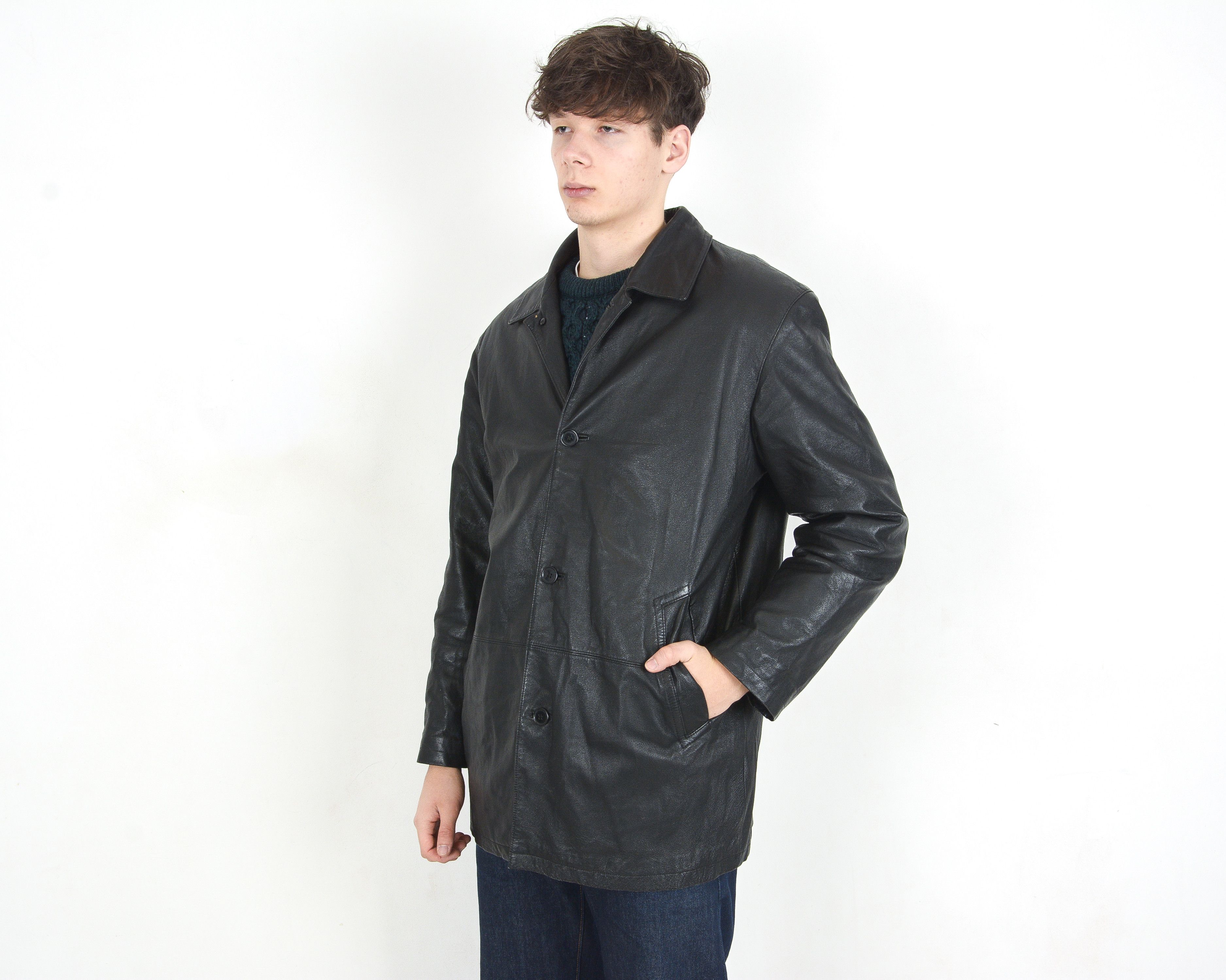 Vintage C. Comberti Leather Jacket Sz L men's, Coat Blazer UK 42 US Size US L / EU 52-54 / 3 - 3 Thumbnail