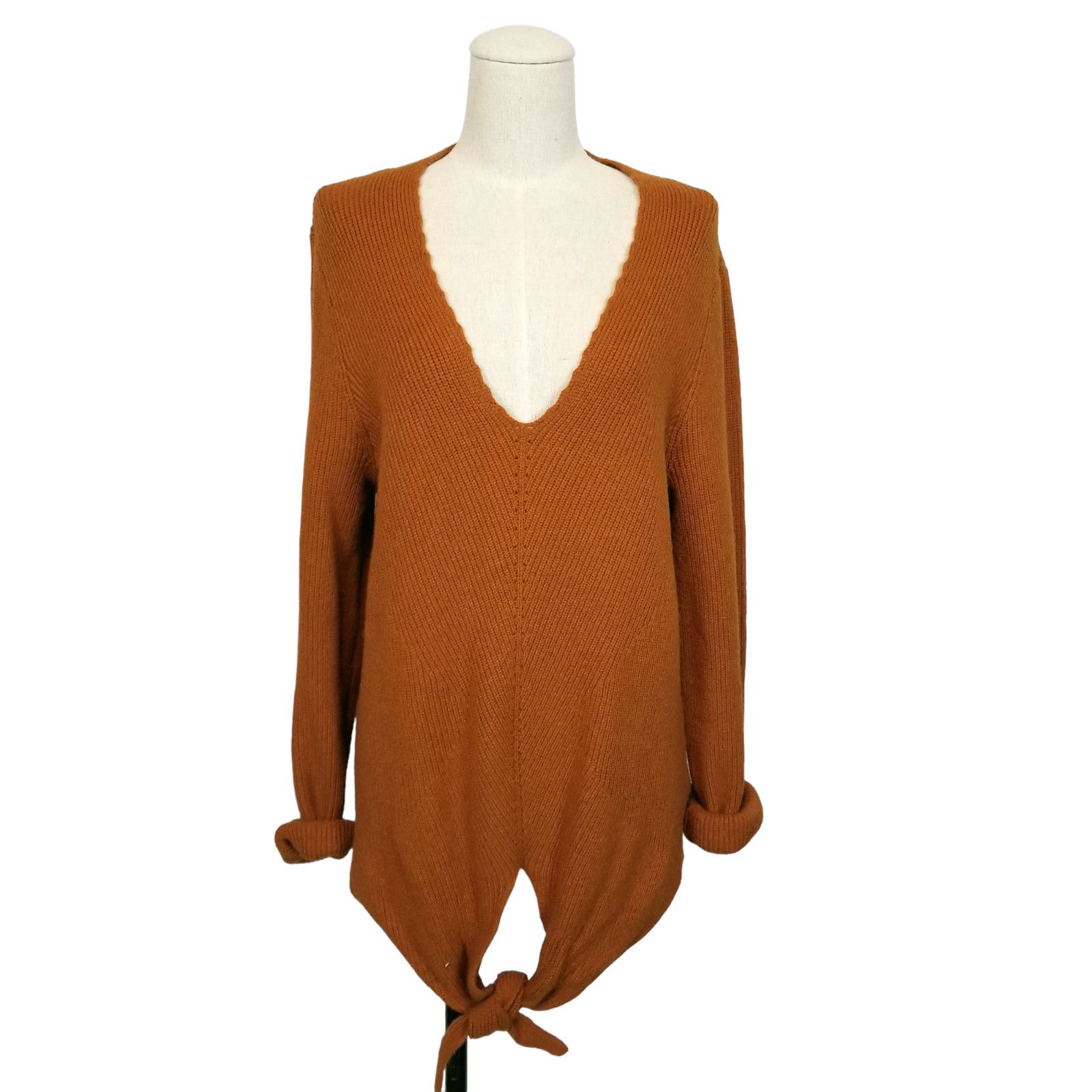 Anthropologie Moth by Anthropologie Tie Front Sweater Orange Terracotta L Size L / US 10 / IT 46 - 1 Thumbnail