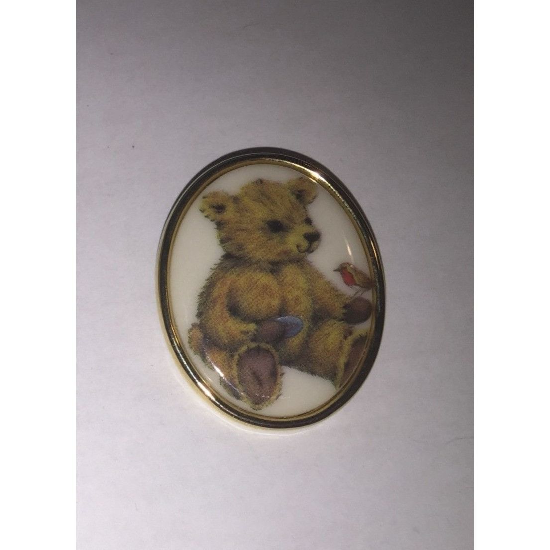 Other Vintage Earrings/1 Gold Rim Bear Pin- Speckled Oval Earrings Size ONE SIZE - 5 Thumbnail