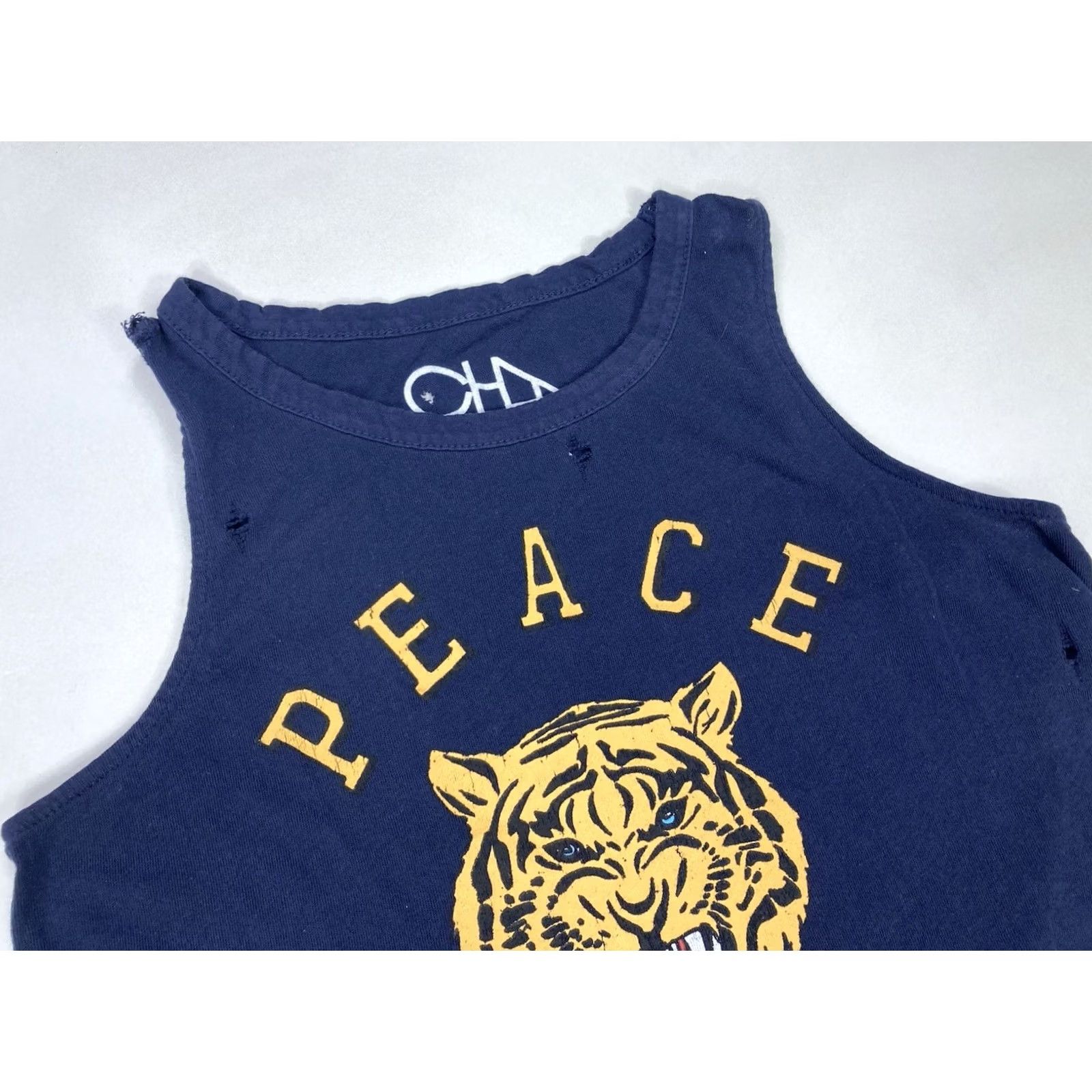 Vintage VINTAGE Chaser Peace Tiger Graphic Tank Top Shirt Women XS Blue Sleeveless Distressed Size XS / US 0-2 / IT 36-38 - 3 Thumbnail