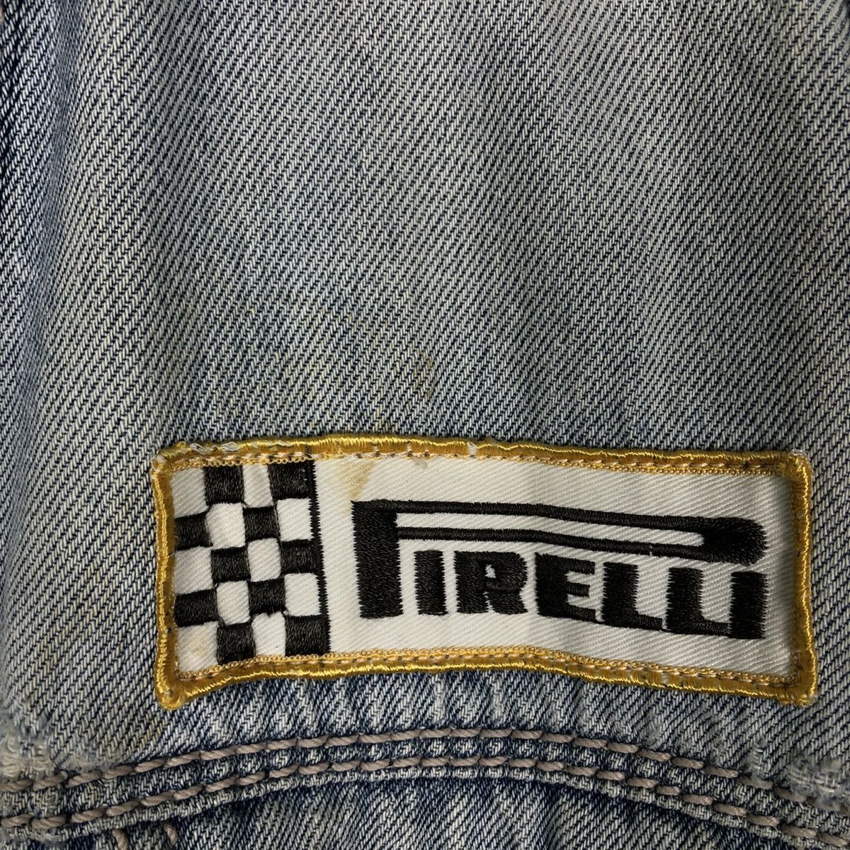 Japanese Brand 🔥Vintage Trucker Denim Jacket Racing Pirelli Italy Big Logo Size US M / EU 48-50 / 2 - 15 Thumbnail