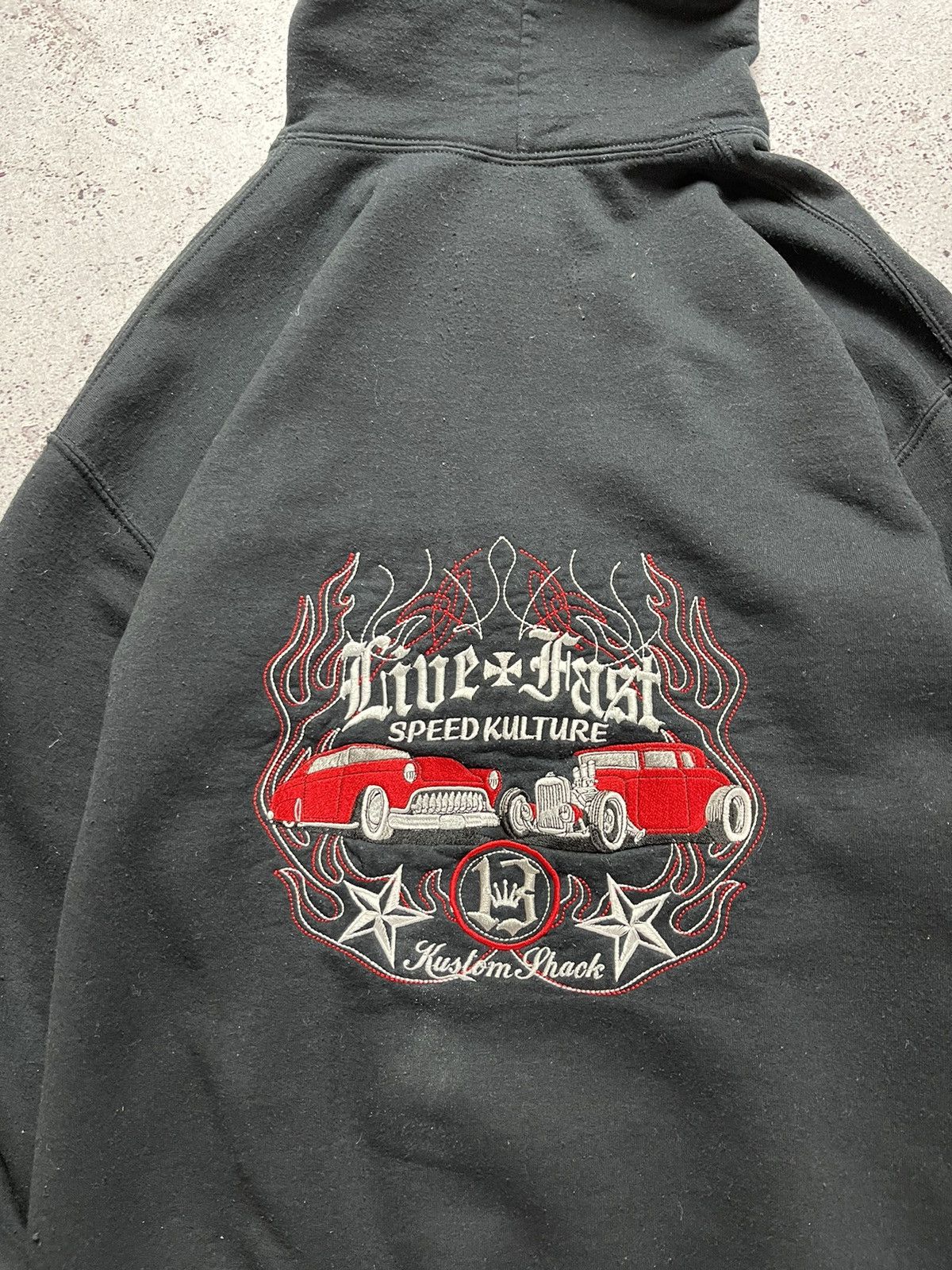 Vintage 👔🚘Hoodie Live Fast Speed Culture Moto Size US L / EU 52-54 / 3 - 3 Thumbnail