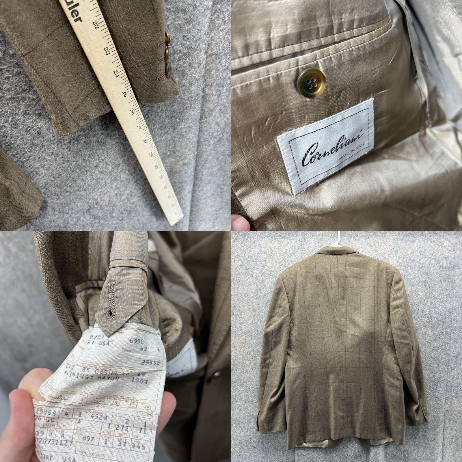 Corneliani Corneliani Blazer Men 42L Brown Cashmere Rayon Glen Check Single-Breasted One-Button Jacket Coat Tailored Blazer Mens Jacket Fashion Suit Casual Size 42R - 8 Thumbnail