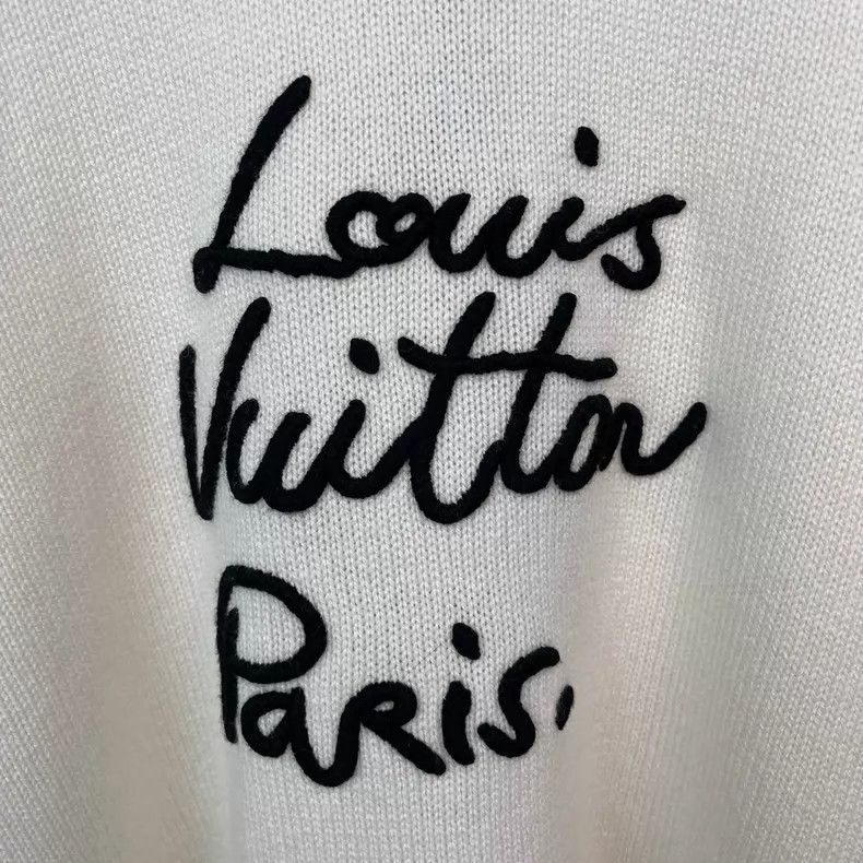 Louis Vuitton Louis Vuitton SS26 White Letter Pullover Long Sleeve Cashm Size US L / EU 52-54 / 3 - 5 Thumbnail