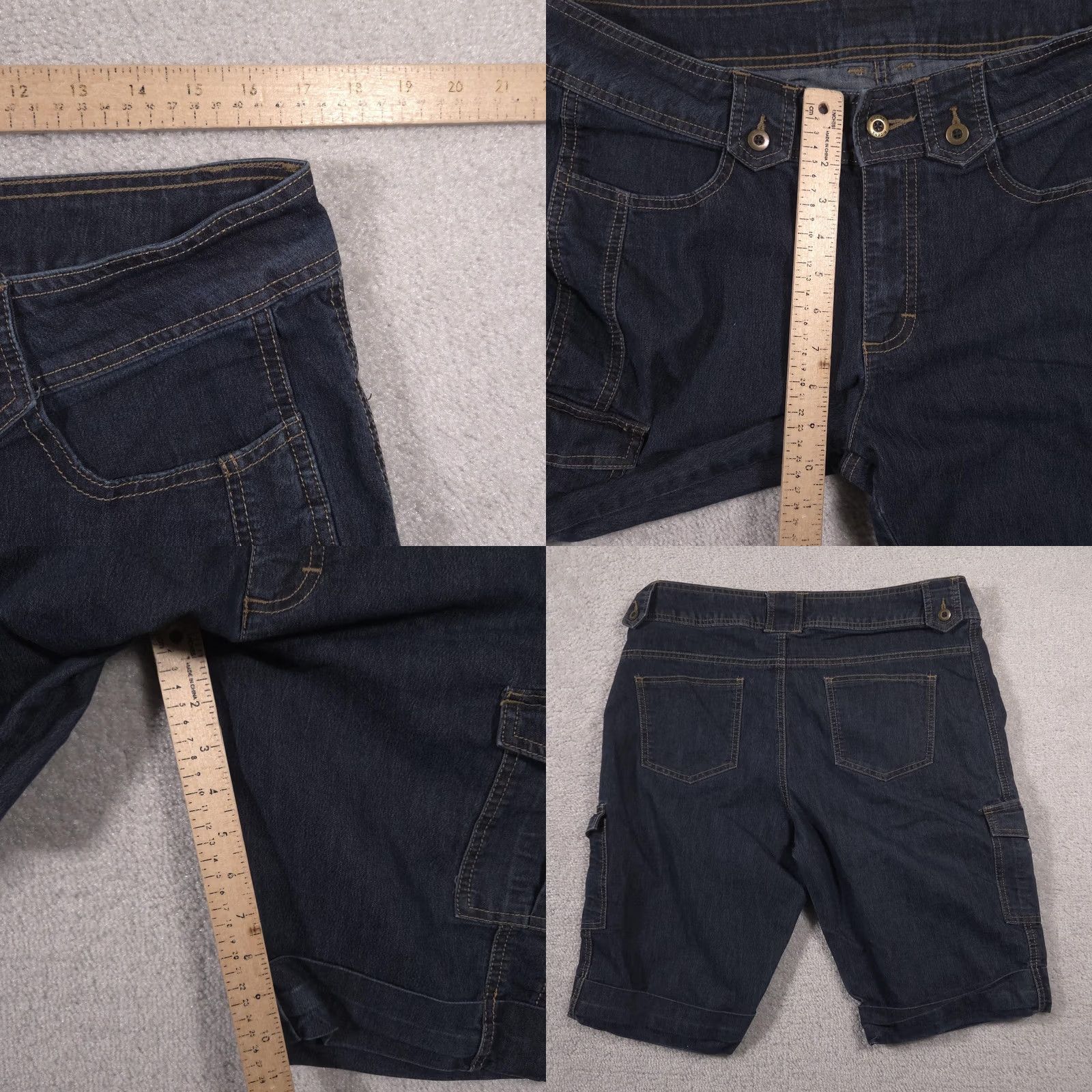 Vintage Riders Denim Cargo Shorts Womens 10 Medium Dark Wash Stretch Utility Pockets Size 32" / US 10 / IT 46 - 8 Thumbnail