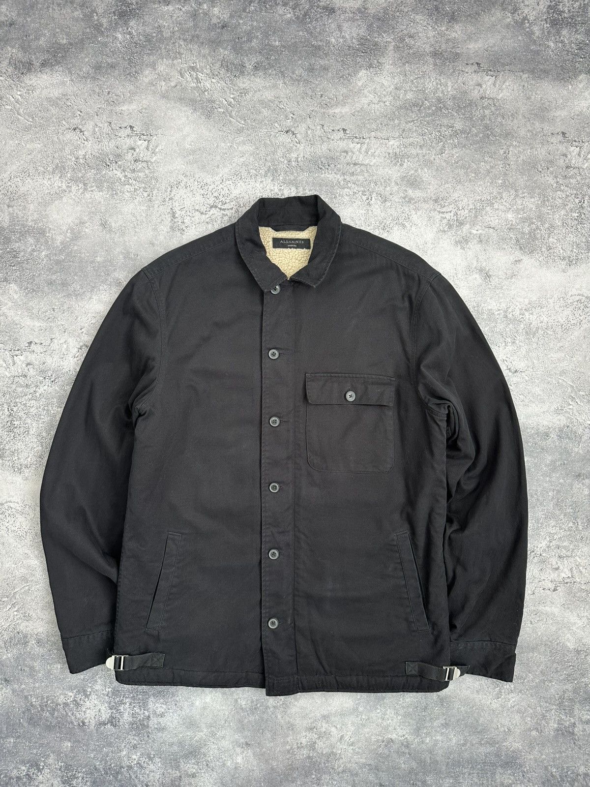 Allsaints Vintage Allsaints Black Button Zip Jacket Rare Sherpa Mens Size US M / EU 48-50 / 2 - 1 Thumbnail