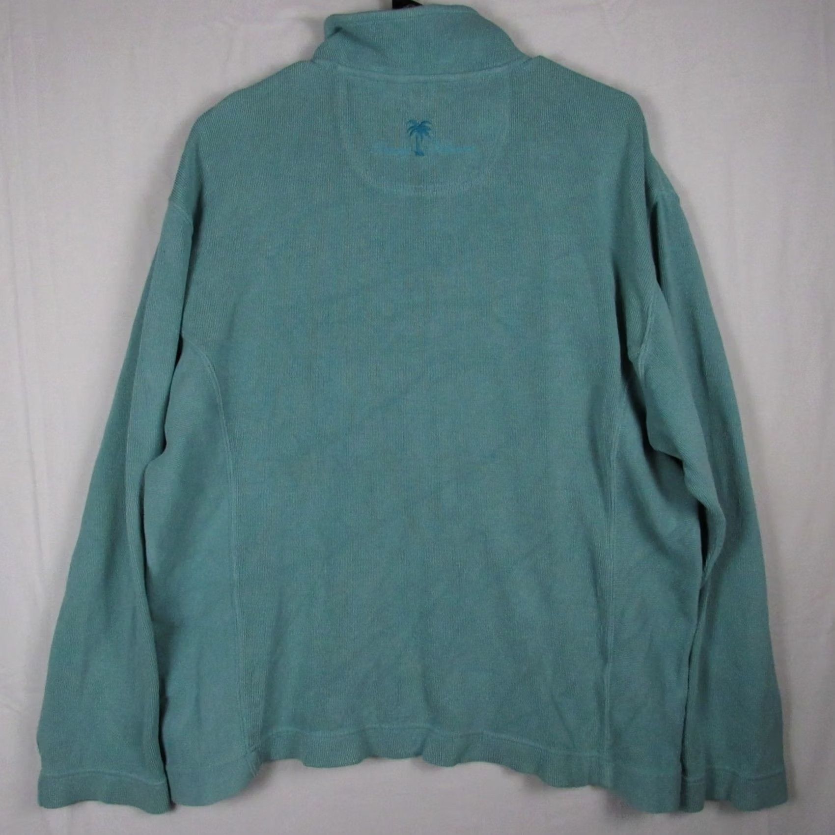 Tommy Bahama Tommy Bahama Men’s Quarter Zip Pullover Sweater Blue Teal Cotton Blend Solid Tight-Knit Long Sleeve Casual Regular Fit 1/4 Zip Size US L / EU 52-54 / 3 - 2 Thumbnail
