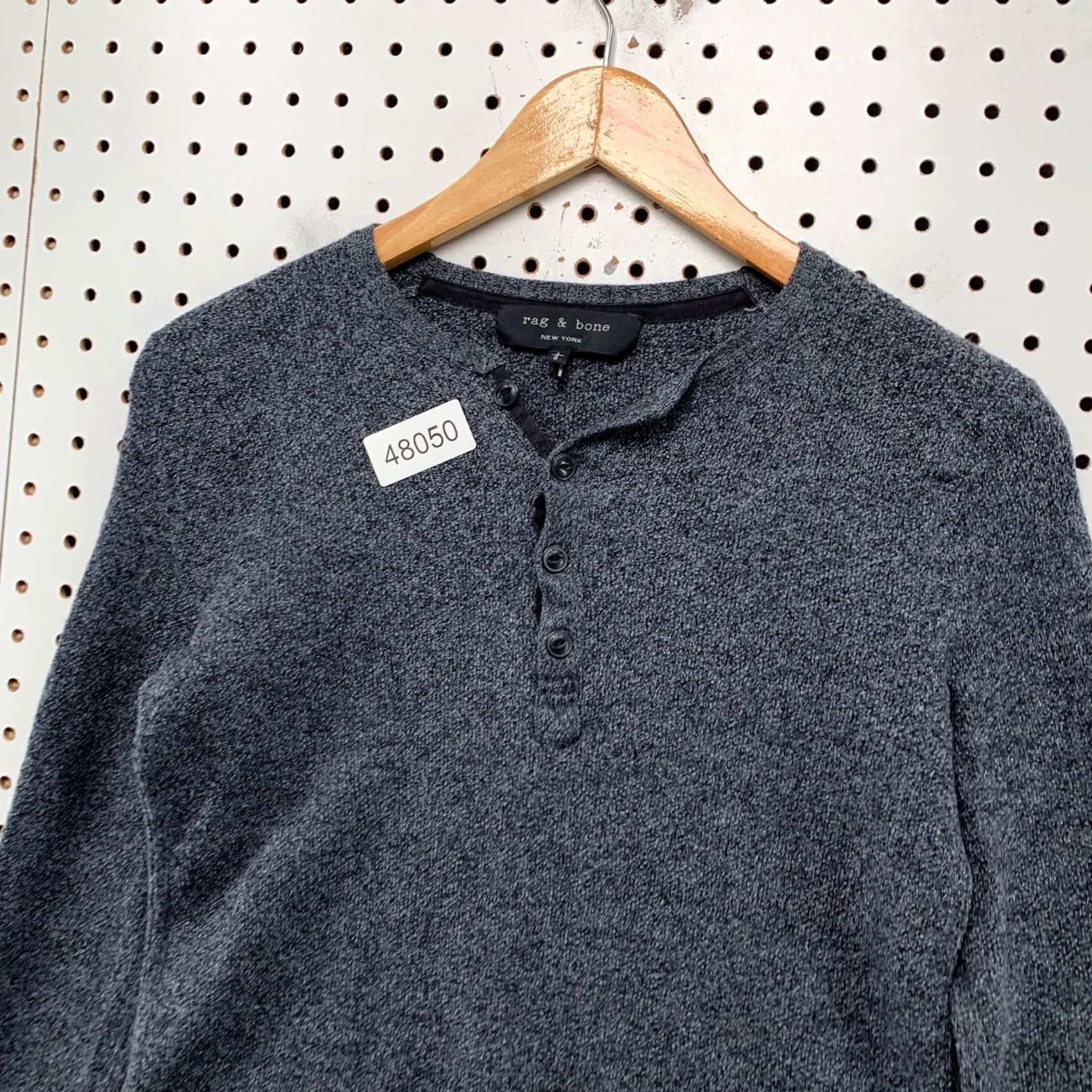 Rag & Bone Rag & bone Thermal Henley Top Womens L Gray Long Sleeve Casual Shirt Size L / US 10 / IT 46 - 3 Thumbnail