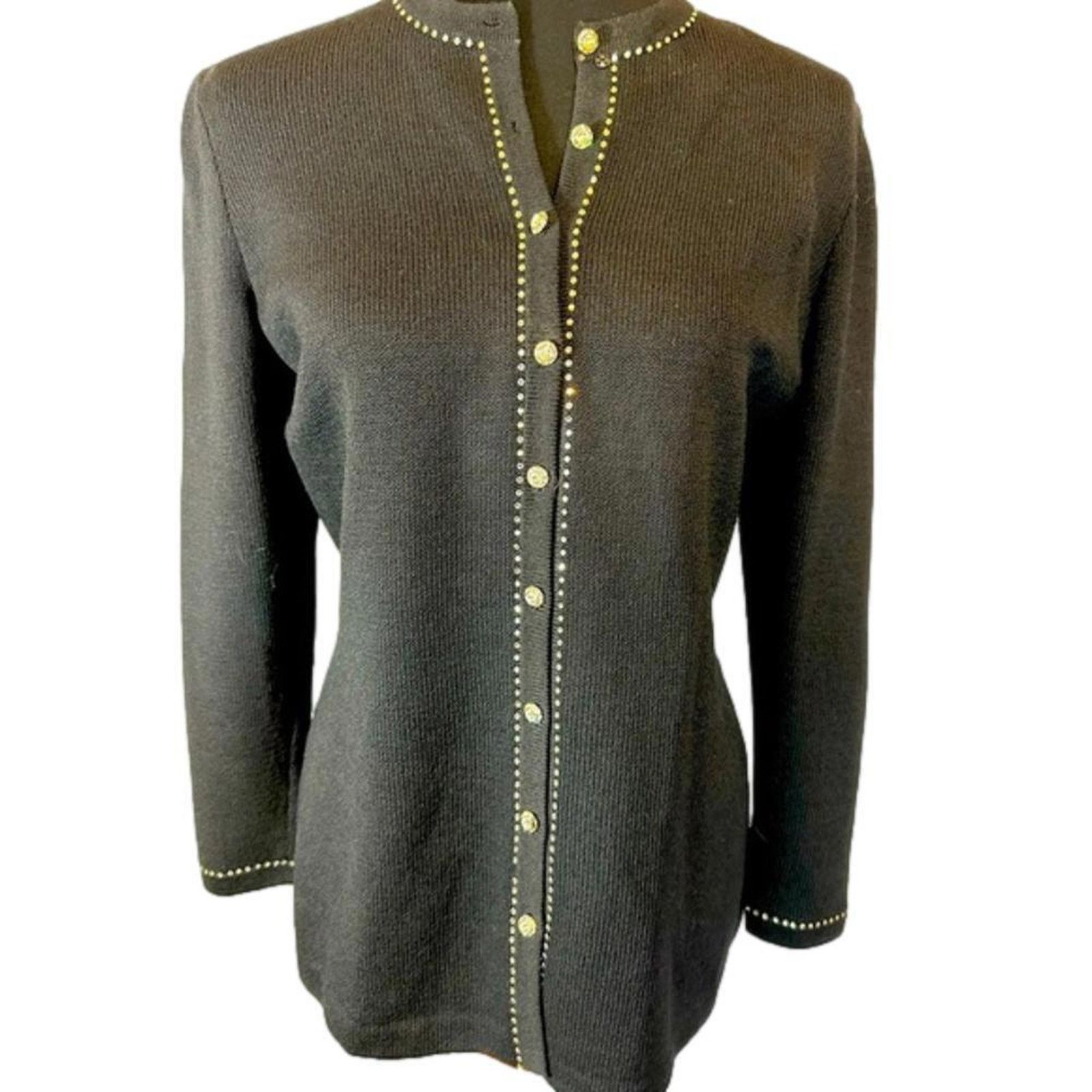 St. John St. John Evening Black Knit Cardigan with Diamond Buttons Size S / US 4 / IT 40 - 1 Thumbnail