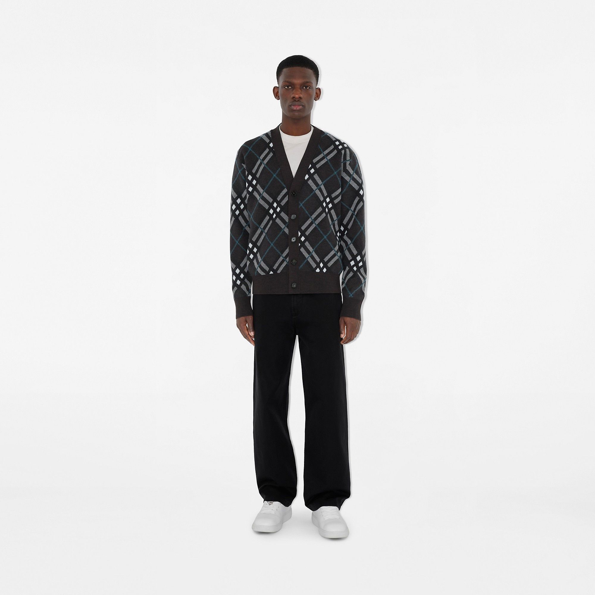 Burberry o1w1db10326 Check Wool Mohair Blend Cardigan in Multicolor Size US L / EU 52-54 / 3 - 2 Thumbnail