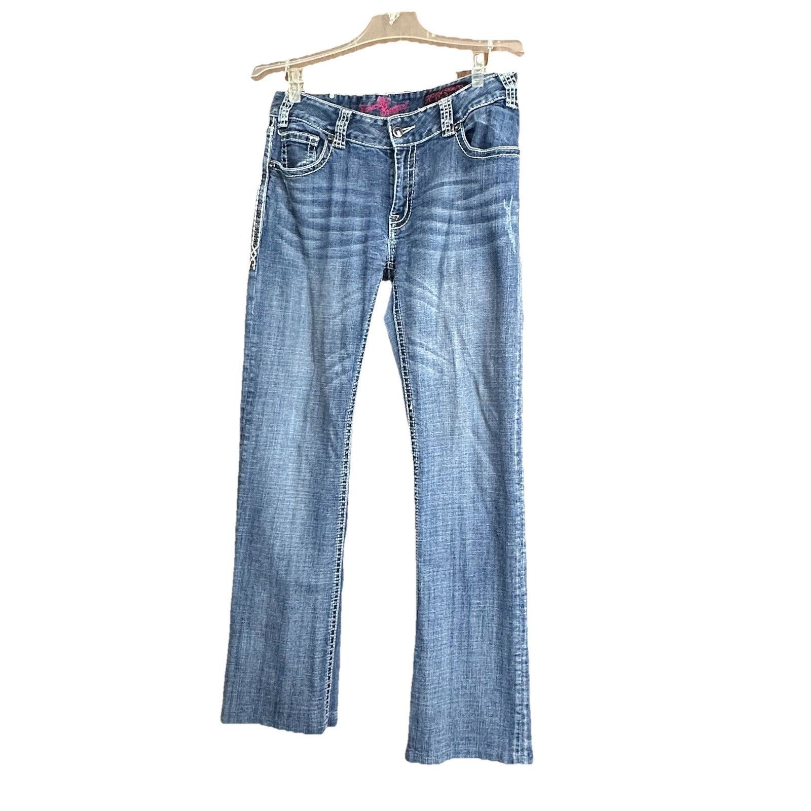 Other Rock & Roll Cowgirl Jeans Womens 32x34 Studded Silver Stitch Size 32" / US 10 / IT 46 - 1 Thumbnail
