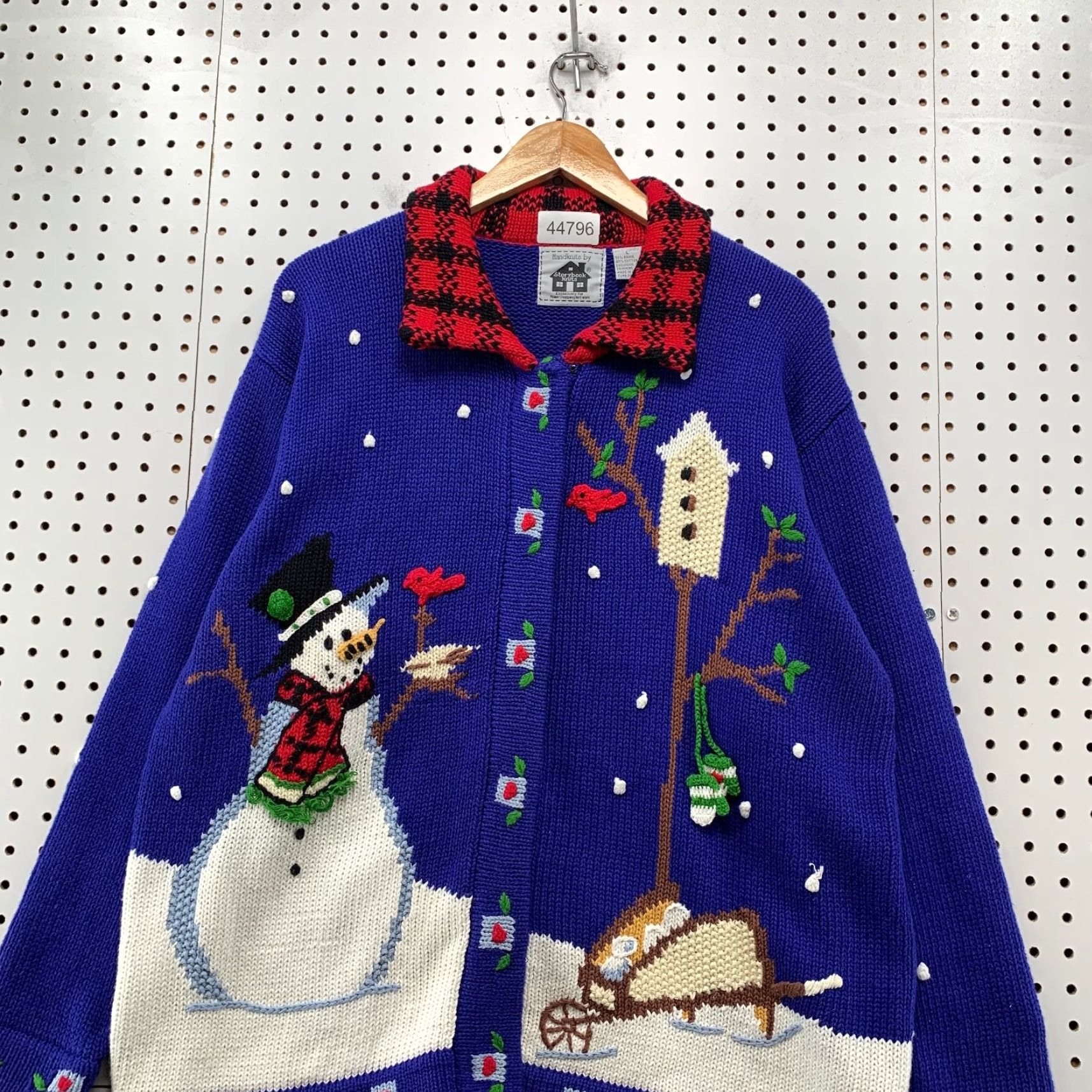 Vintage VINTAGE Storybook Hand Knits Cardigan Womens Large Blue Snow Man Christmas Handknits Up Size L / US 10 / IT 46 - 2 Thumbnail