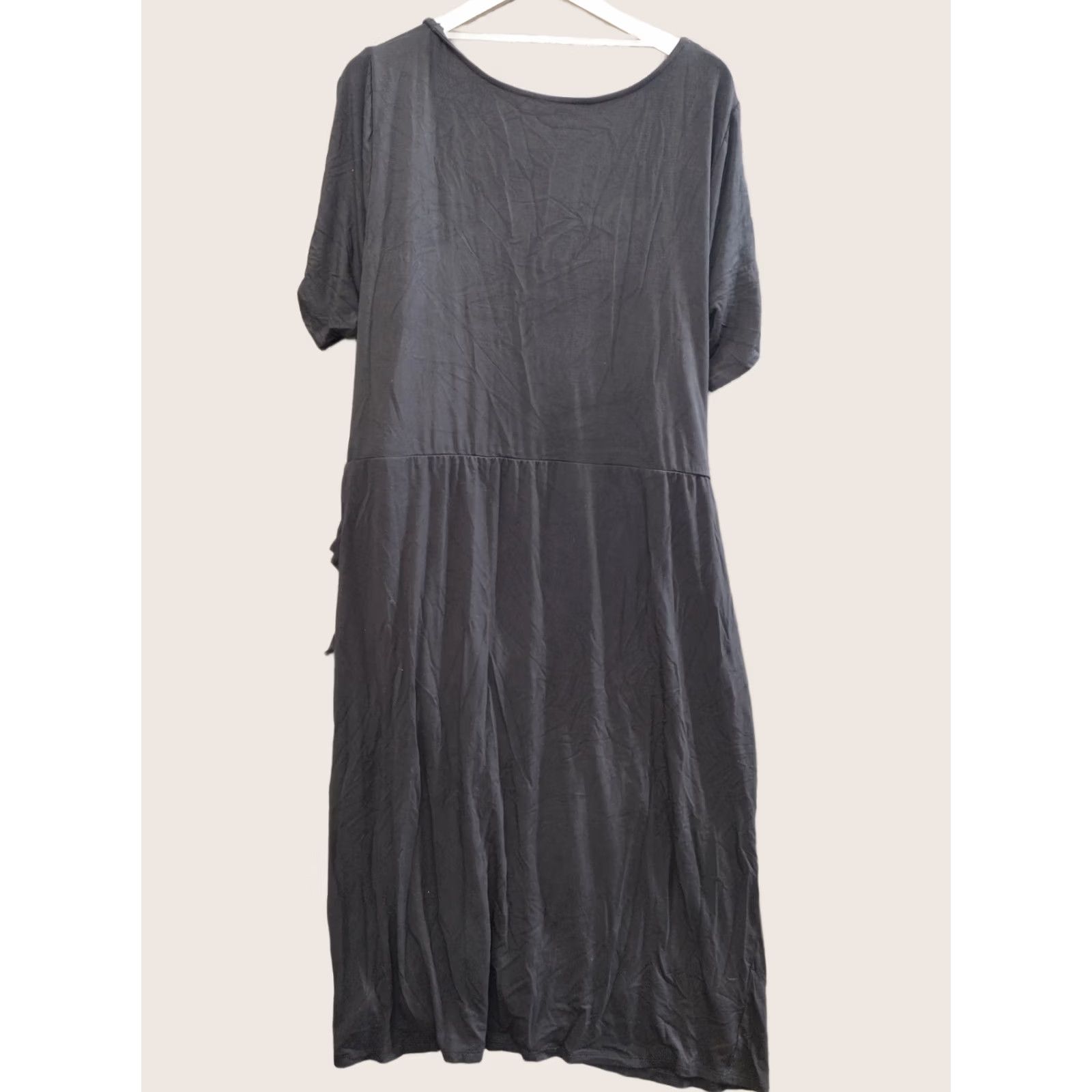 Vintage Ava & Viv Wrap Dress Women's Black 2X Casual Short Sleeve Round Neck Pullover Plus Size Long Dress Wrap Accents Blended Fabric Solid Size XXL / US 16-18 / IT 52-54 - 1 Thumbnail