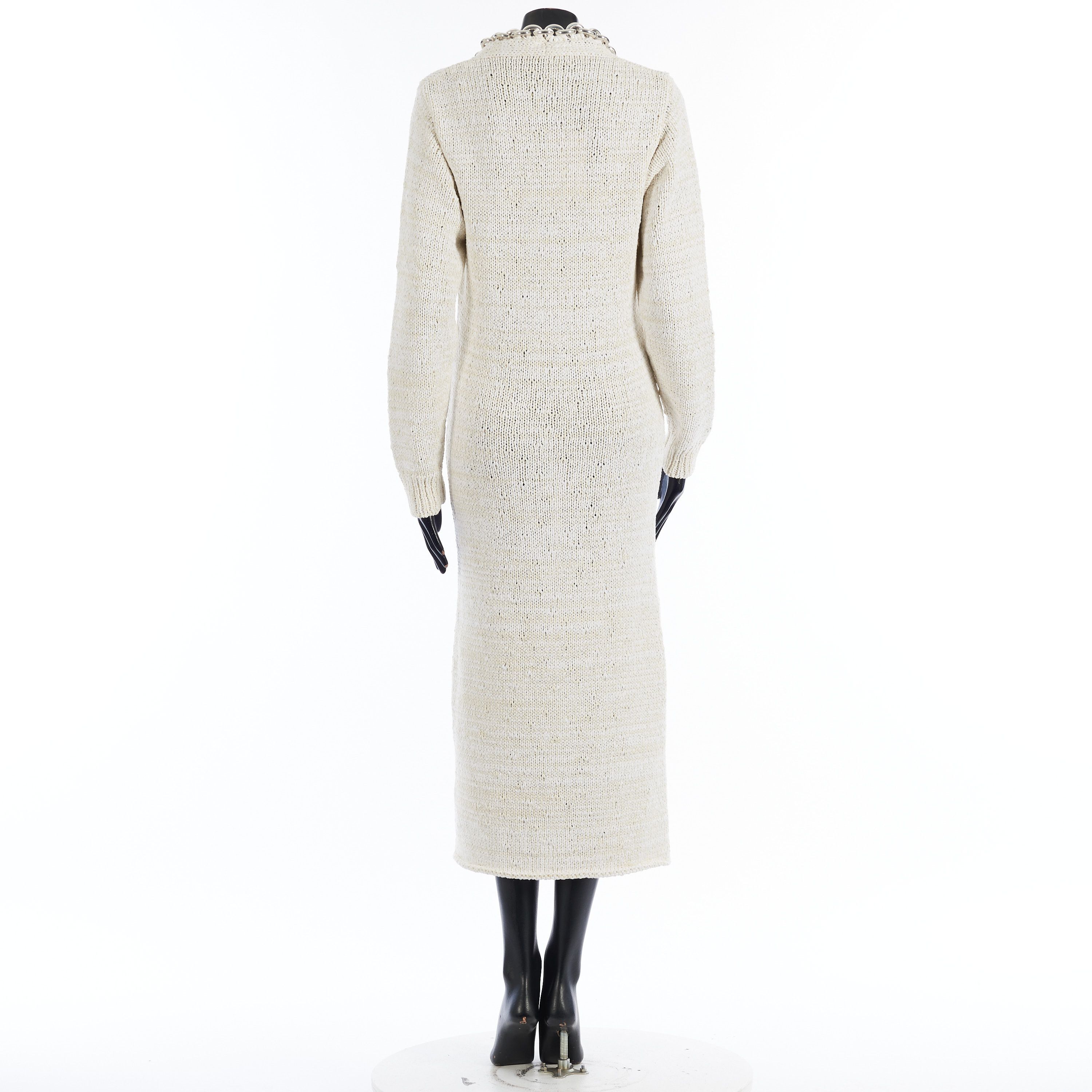 Bottega Veneta Textured Cotton Knit Dress With Chunky Chain In Chalk White Size S / US 4 / IT 40 - 5 Thumbnail