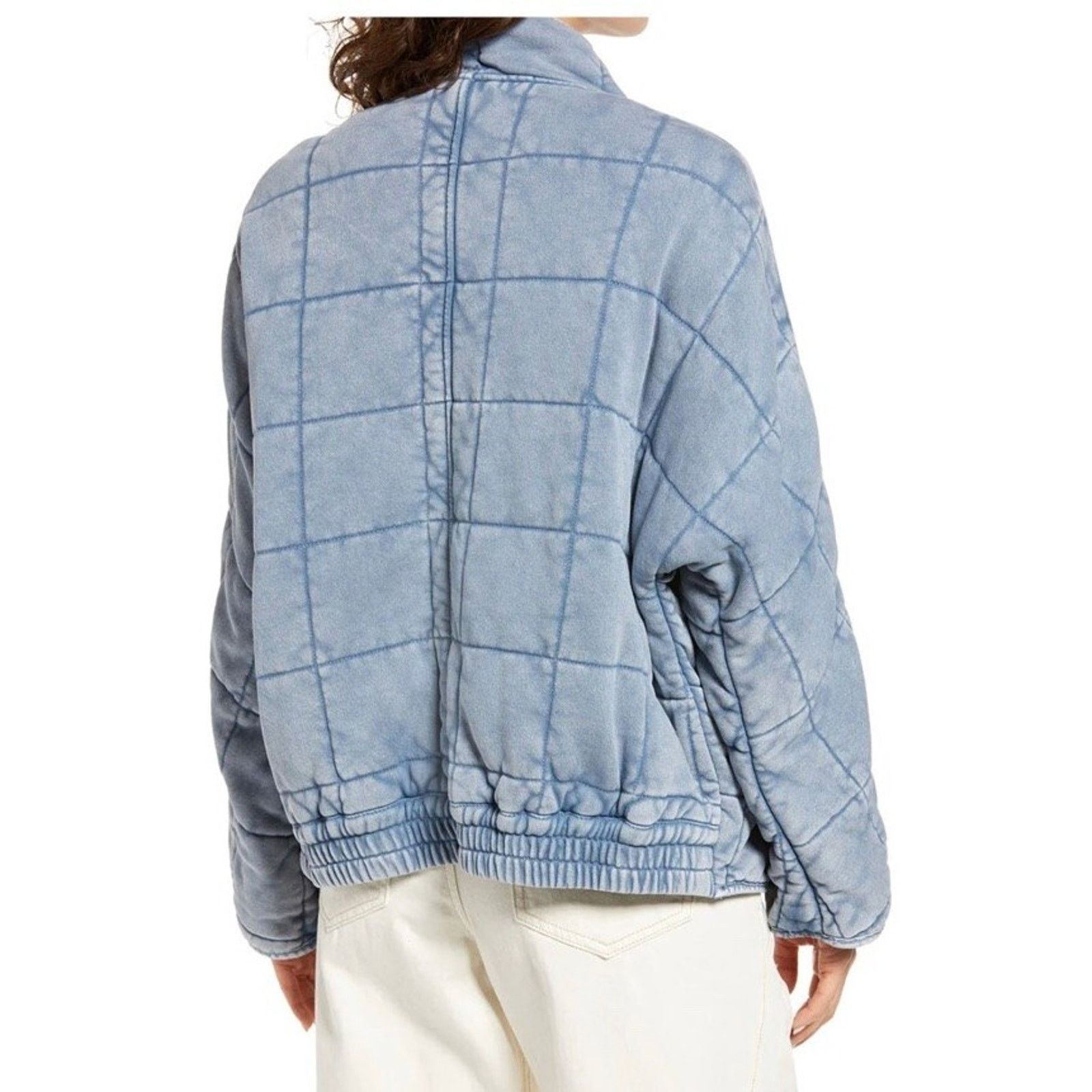 Free People Free People Dolman Quilt Jacket In Wavy Water Size L A002070 Size L / US 10 / IT 46 - 2 Thumbnail