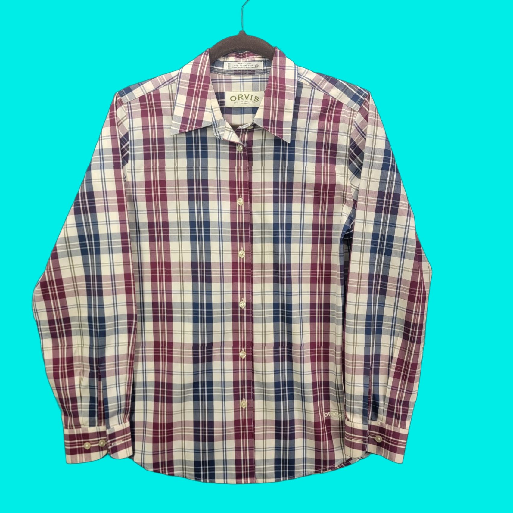 Orvis Orvis Shirt womens Size 10 Long Sleeve Wrinkle Free Cotton Tartan Plaid Button Size L / US 10 / IT 46 - 1 Thumbnail
