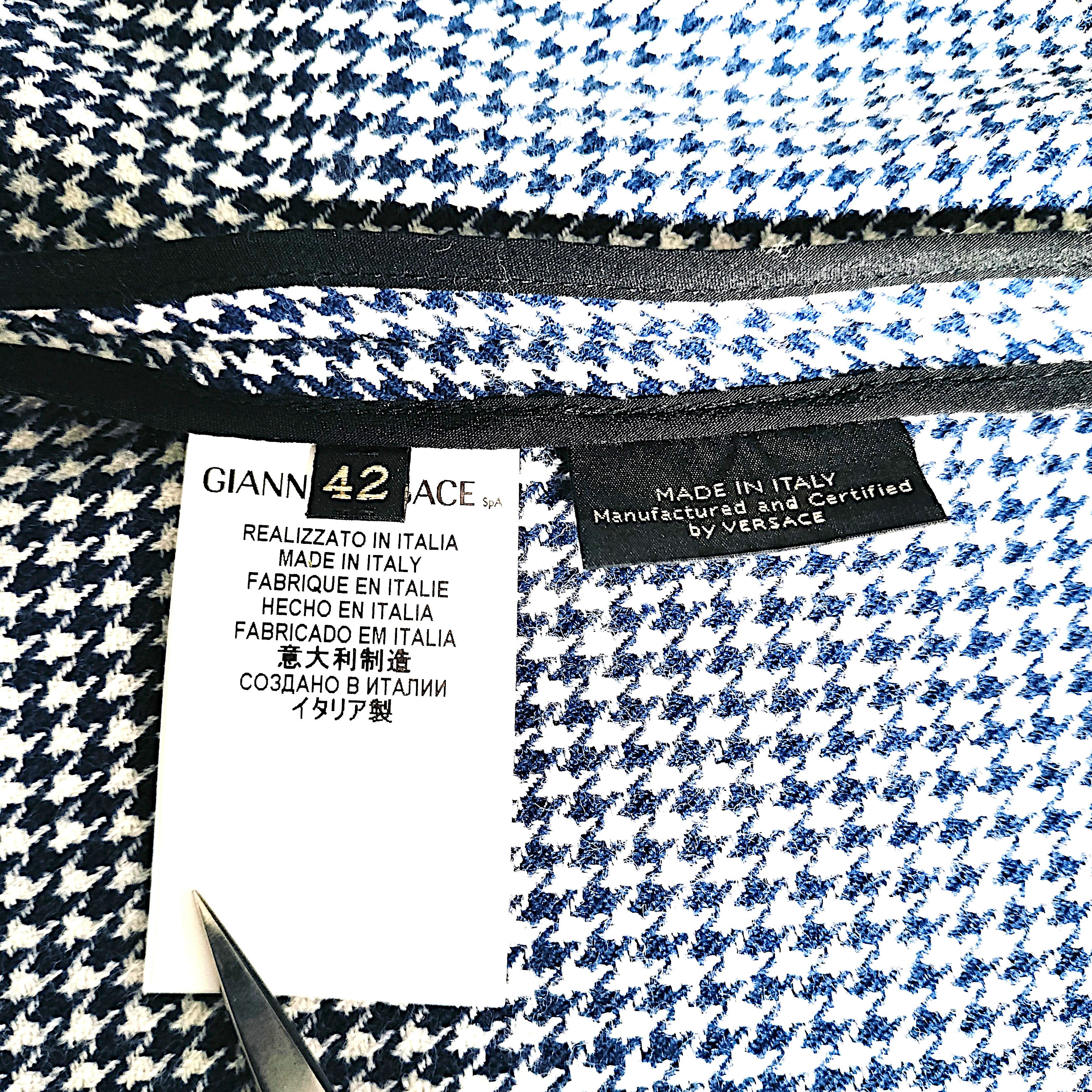 Versace Authentic FW2012 Houndstooth & Leather Shift Dress Size M / US 6-8 / IT 42-44 - 8 Thumbnail