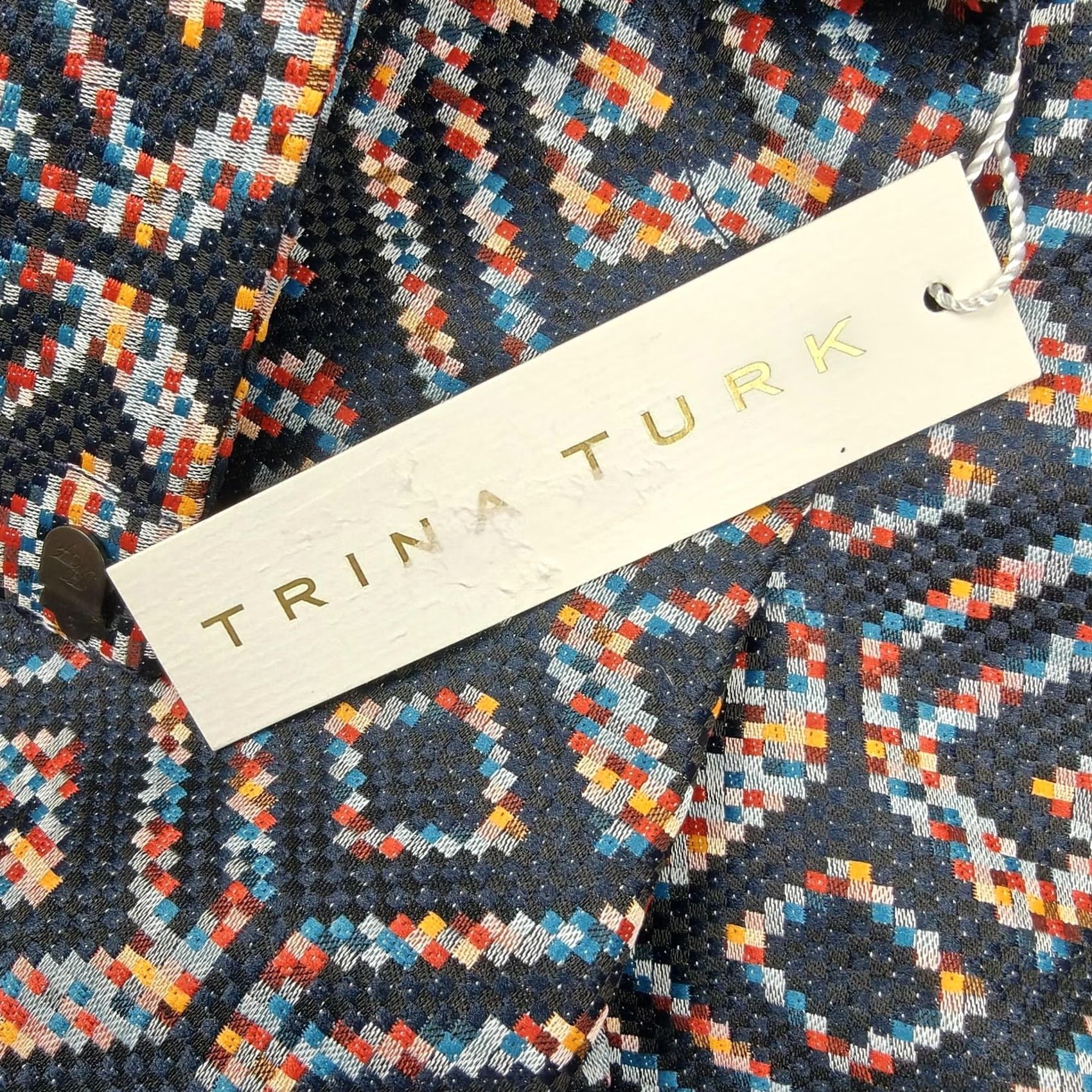 Trina Turk Trina Turk Shorts Womens 00 Blue Geometric Jacquard Chino Dressy Summer Zip Size 24" / US 00 / IT 34 - 3 Thumbnail