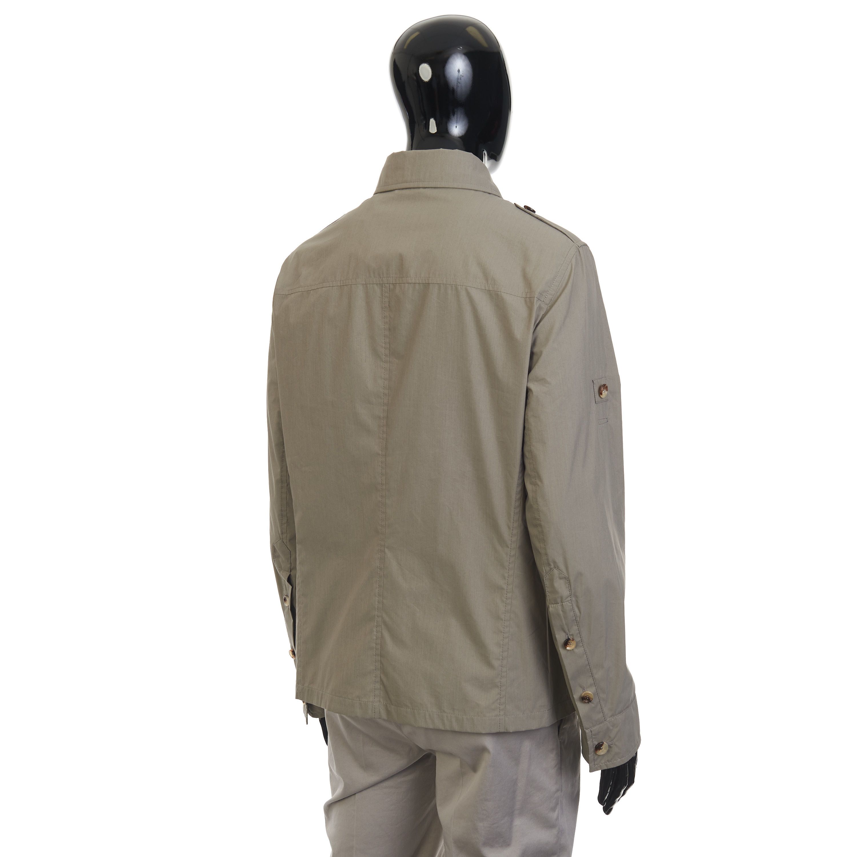 Brunello Cucinelli Khaki Waterproof Jacket - Cotton Canvas, Multi Pockets Size US L / EU 52-54 / 3 - 6 Thumbnail