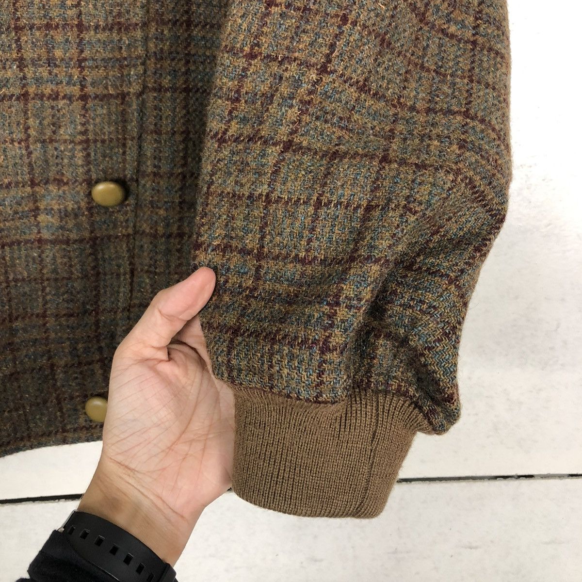 Jean Charles De Castelbajac 🔥VINTAGE WOOL HERRINGBONE BOMBER JACKET TARTAN DESIGN Size US M / EU 48-50 / 2 - 17 Thumbnail