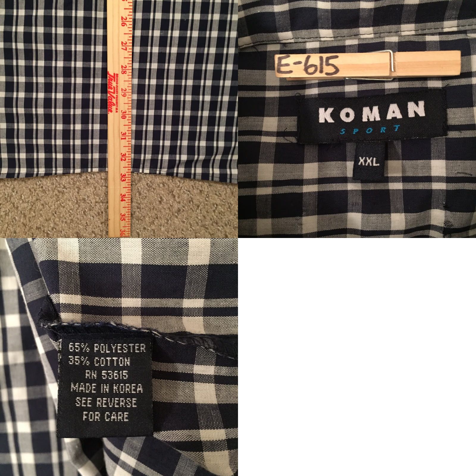 Vintage Koman Sport Shirt Mens XXL Blue Check Short Sleeve Button-Up Size US XXL / EU 58 / 5 - 8 Thumbnail