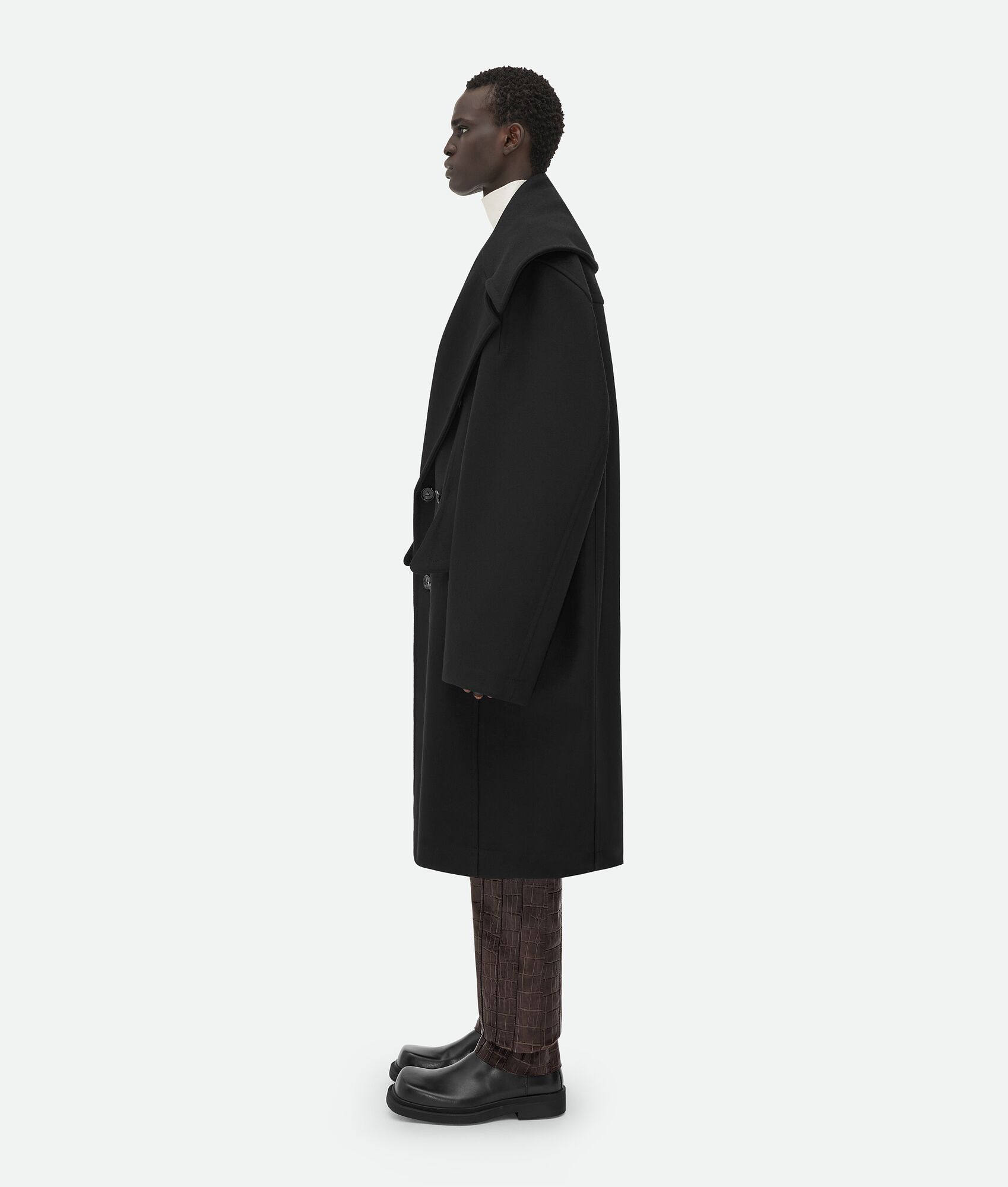 Bottega Veneta o1lf3ng10925 Felted Wool Coat in Black Size US M / EU 48-50 / 2 - 2 Thumbnail