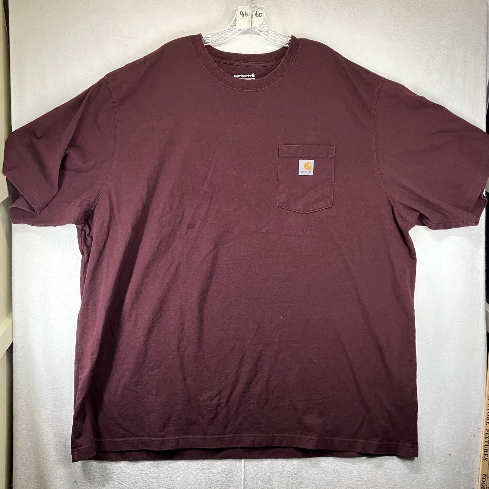Carhartt Carhartt T-Shirt Mens 4XL Short Sleeve Port Wine Pocket Heavy Cotton Crew Neck Solid Red Relaxed All Seasons Size US XXL / EU 58 / 5 - 2 Thumbnail