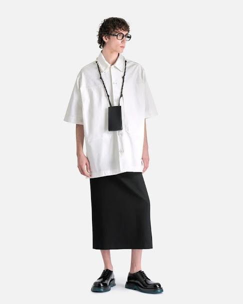 Jil Sander o1w1db10925 Outer Shirt 10 EMB in White Size US M / EU 48-50 / 2 - 2 Thumbnail