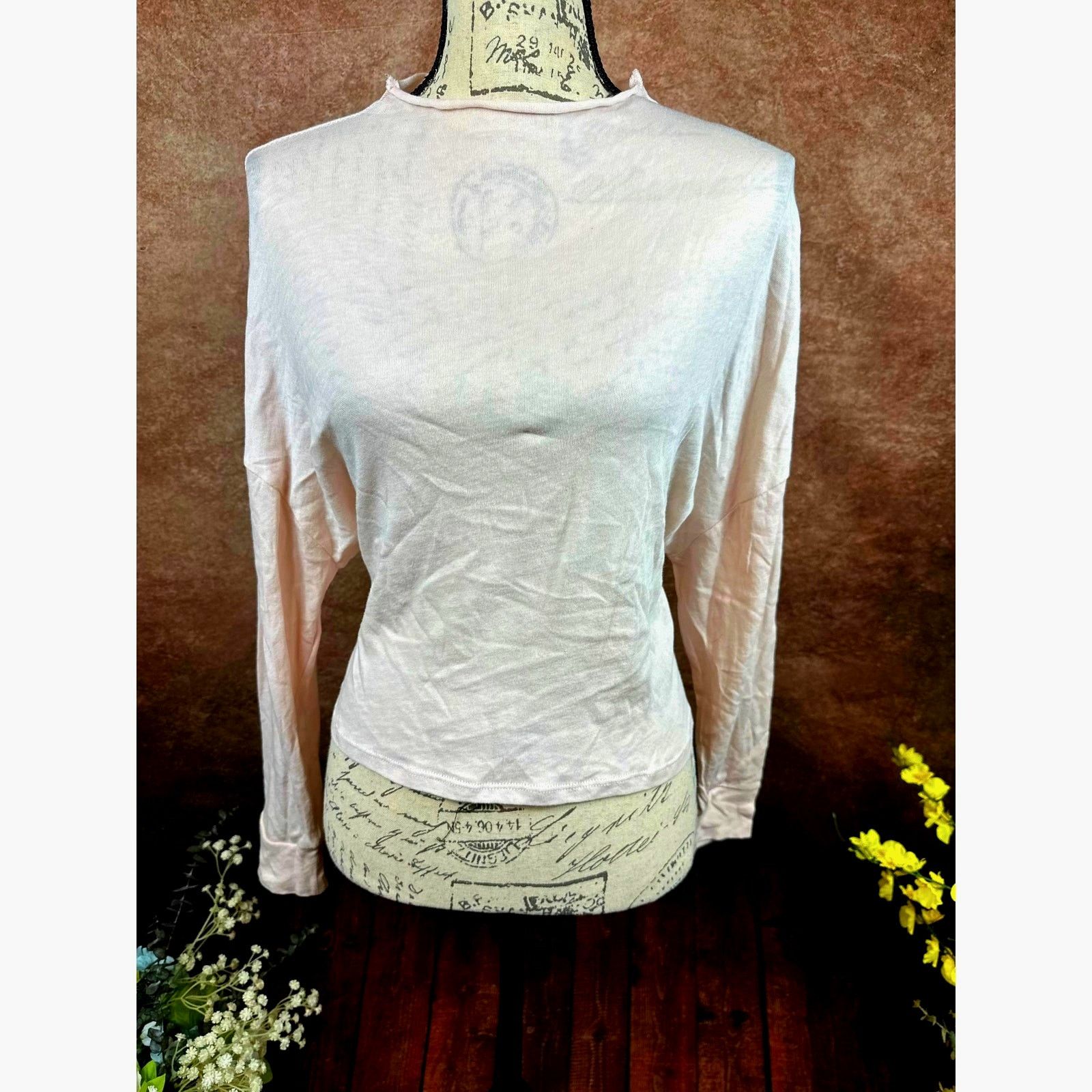 Other Chaser Gauzy Cotton Funnel Neck Drop Shoulder Light Pink S Size S / US 4 / IT 40 - 3 Thumbnail
