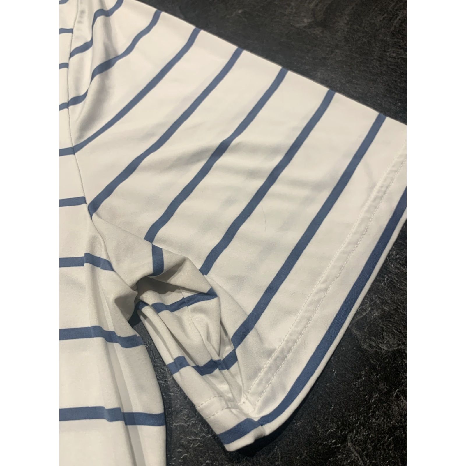 RLX Ralph Lauren VINTAGE RLX Ralph Lauren Polo Shirt Mens Large White Striped Golf Short Sleeve Poly Stretch Size US L / EU 52-54 / 3 - 3 Thumbnail