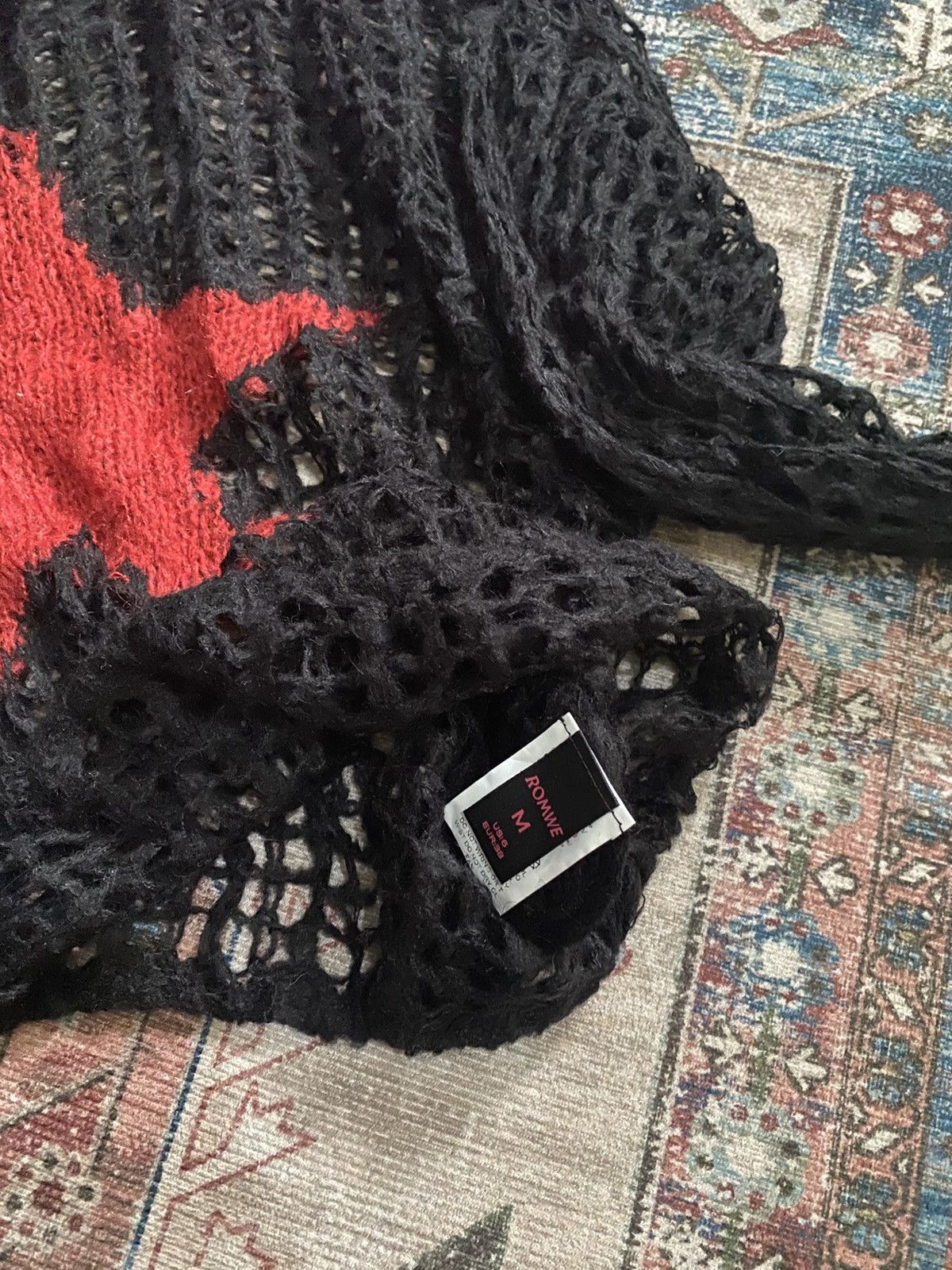 If Six Was Nine Y2K Redstar Boxy fishnet Shirt Size US M / EU 48-50 / 2 - 6 Thumbnail