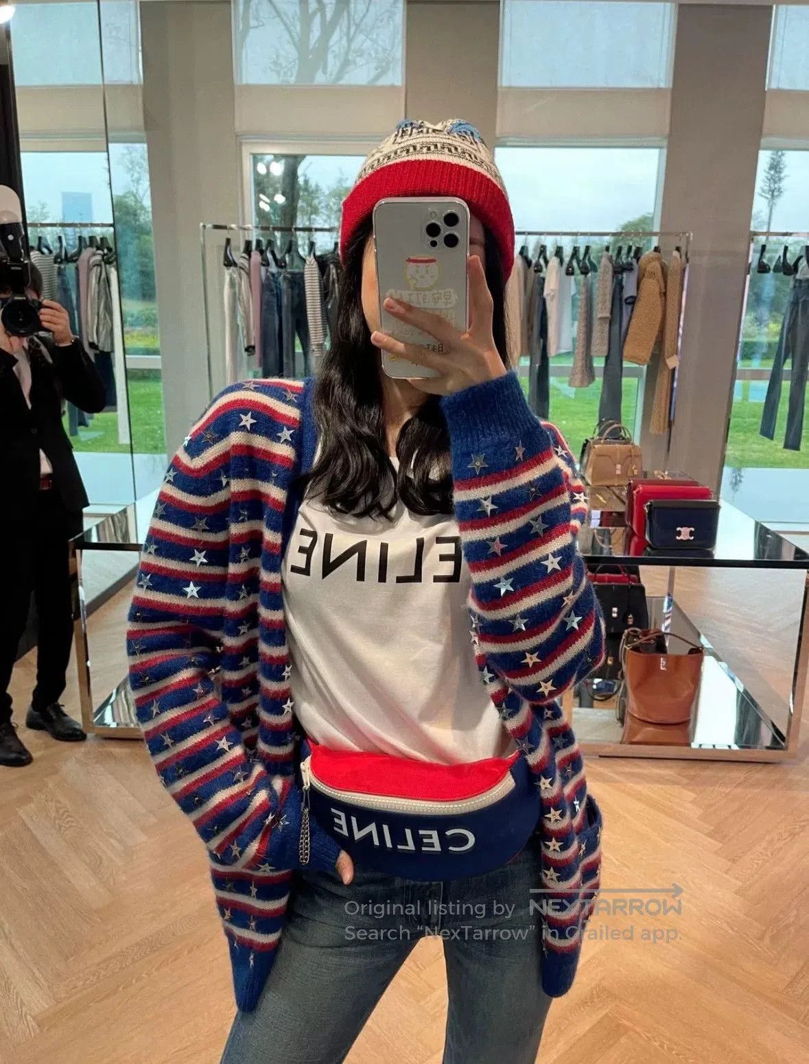 Celine celine logo knitted winter beanie hat. Size ONE SIZE - 7 Thumbnail