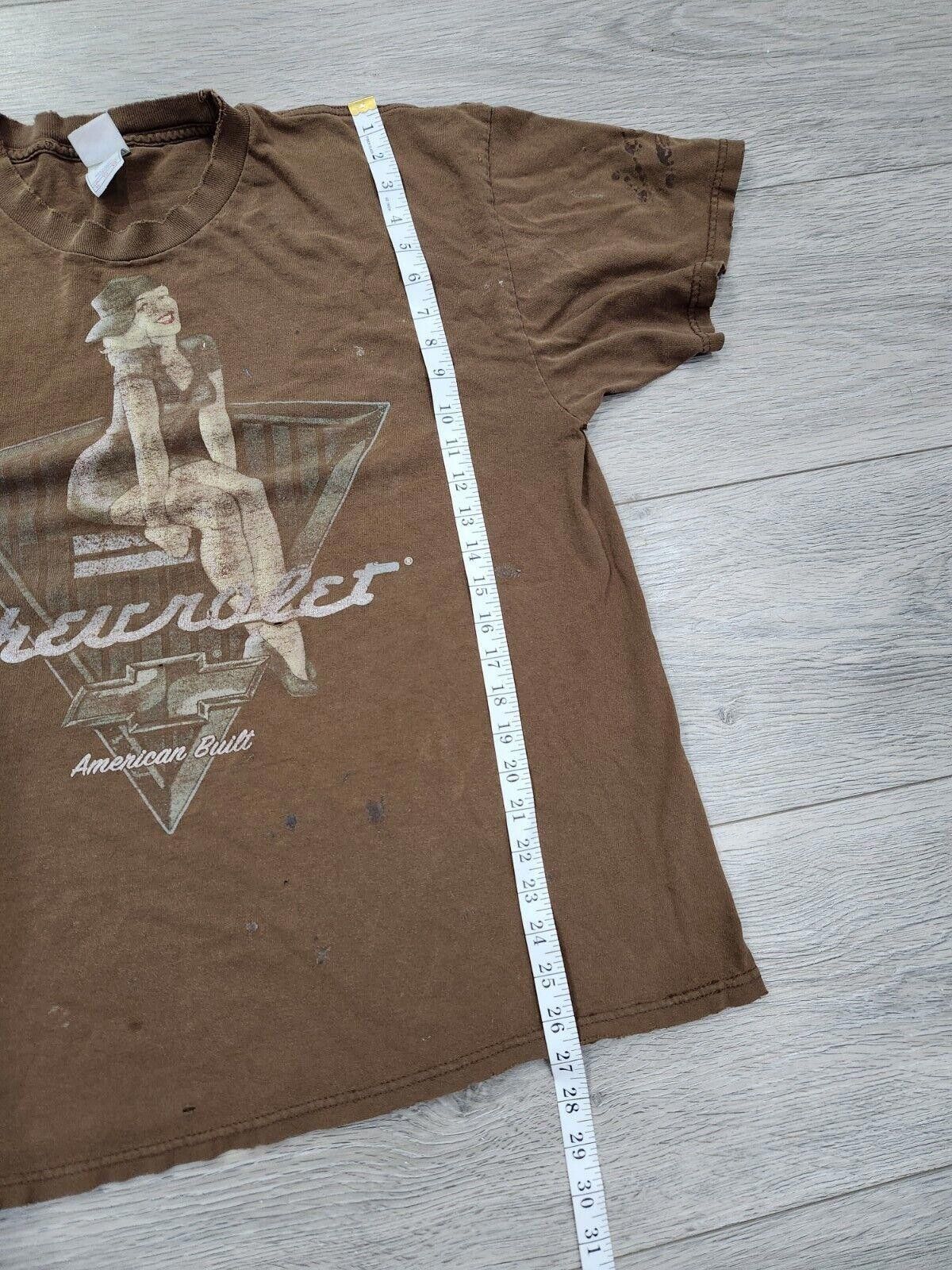 Designer Distressed Pin Up Girl Chevy Shirt XL Brown Tennessee Y2k Size XL / US 12-14 / IT 48-50 - 8 Thumbnail