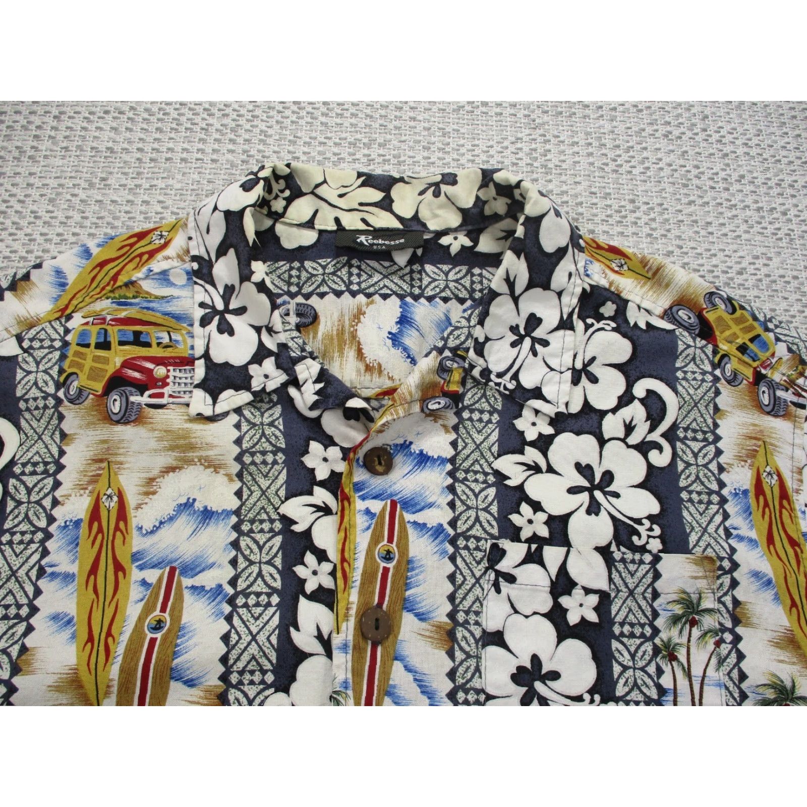 Vintage VINTAGE Reebesse Hawaiian Shirt Mens XL Floral Surf Woody Button-Up Casual Camp Shirt Size US XL / EU 56 / 4 - 4 Thumbnail