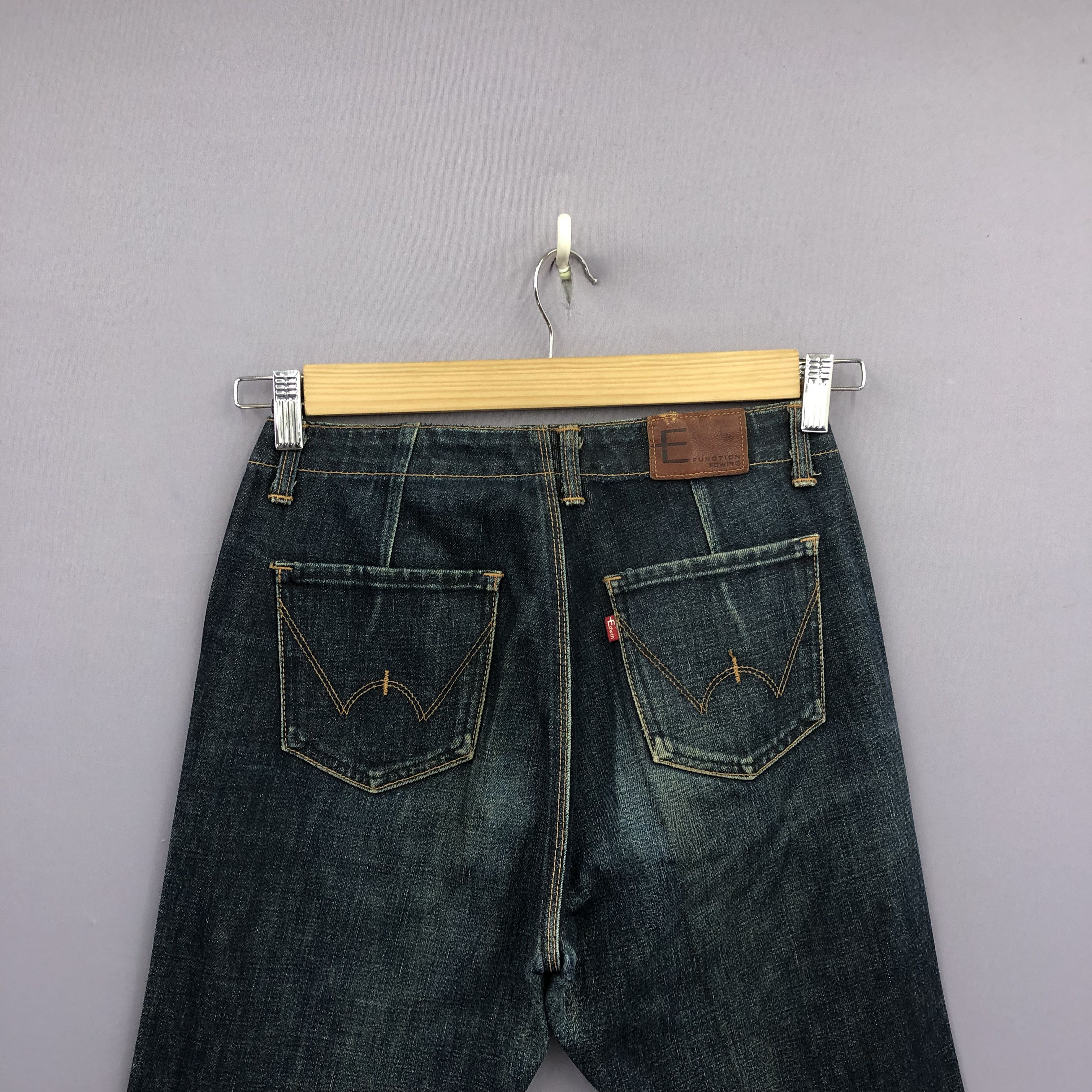 Japanese Brand Vintage Edwin E Function Blue Wash Flared Bootcut Jeans Size 28" / US 6 / IT 42 - 6 Thumbnail