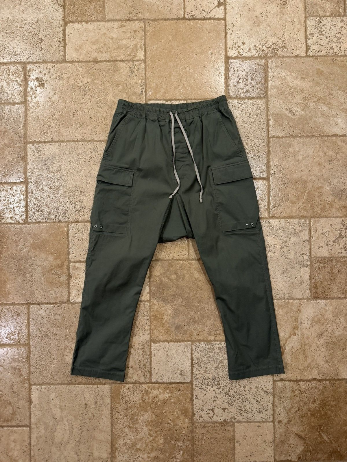 Rick Owens Rick Owens EDFU 23 Green Drop Crotch Cargo Drawstring Pants Size US 34 / EU 50 - 1 Thumbnail